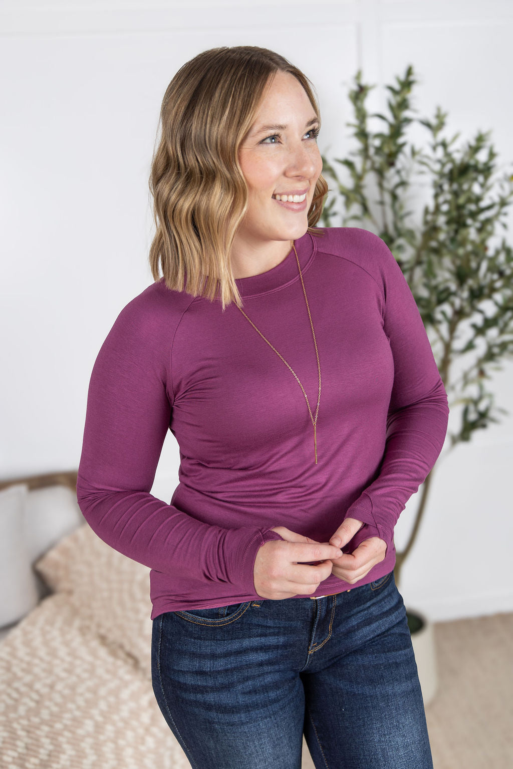 Michelle Mae Blair Long Sleeve Top - Mulberry