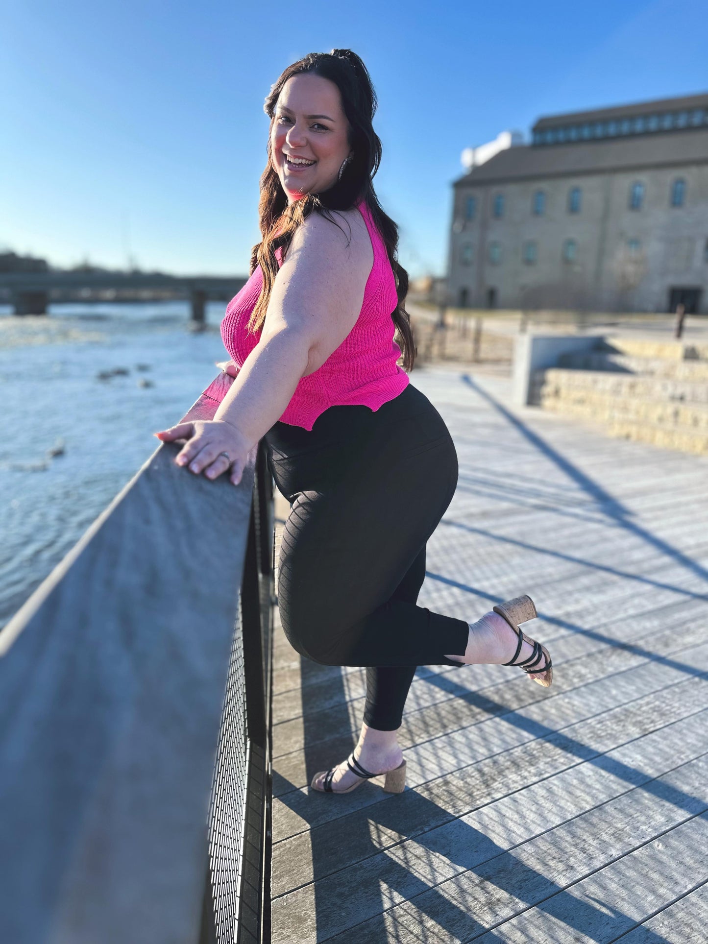 Previous Engagement Halter Neck Sweater Tank in Pink