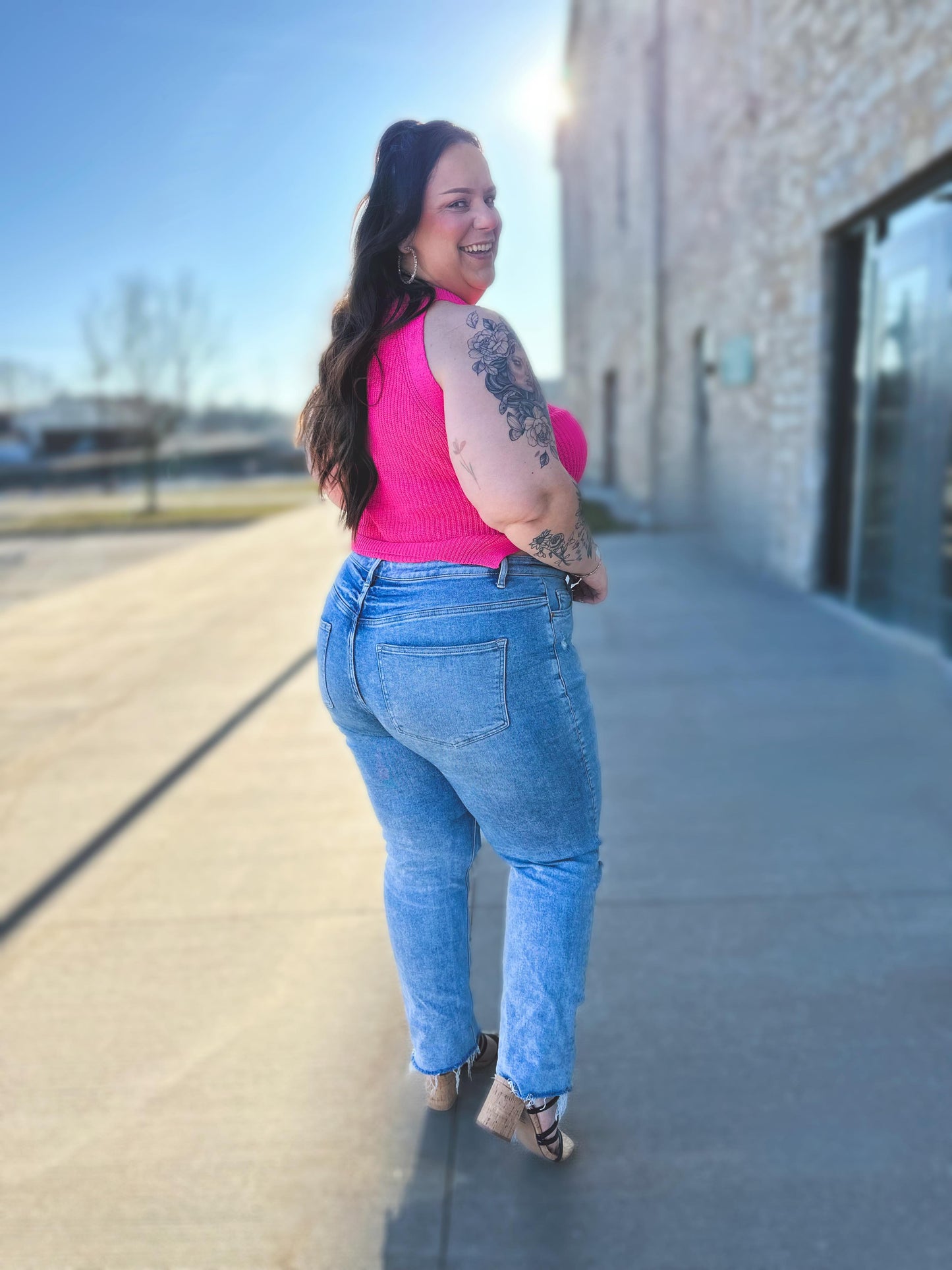 Previous Engagement Halter Neck Sweater Tank in Pink