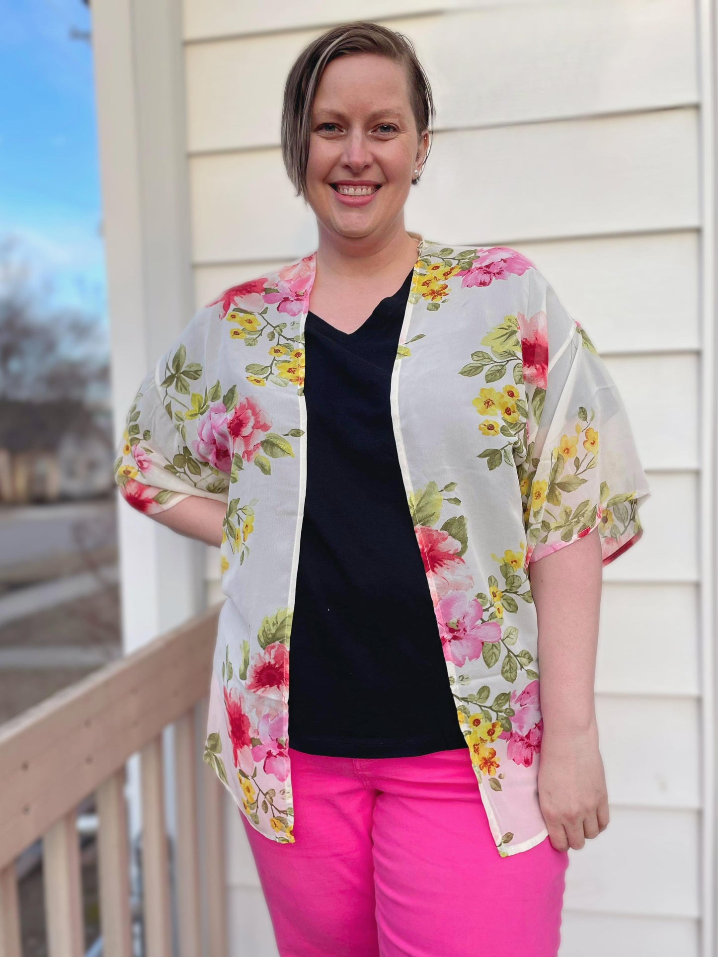 Yeah, We Did That Floral Kimono in Ivory