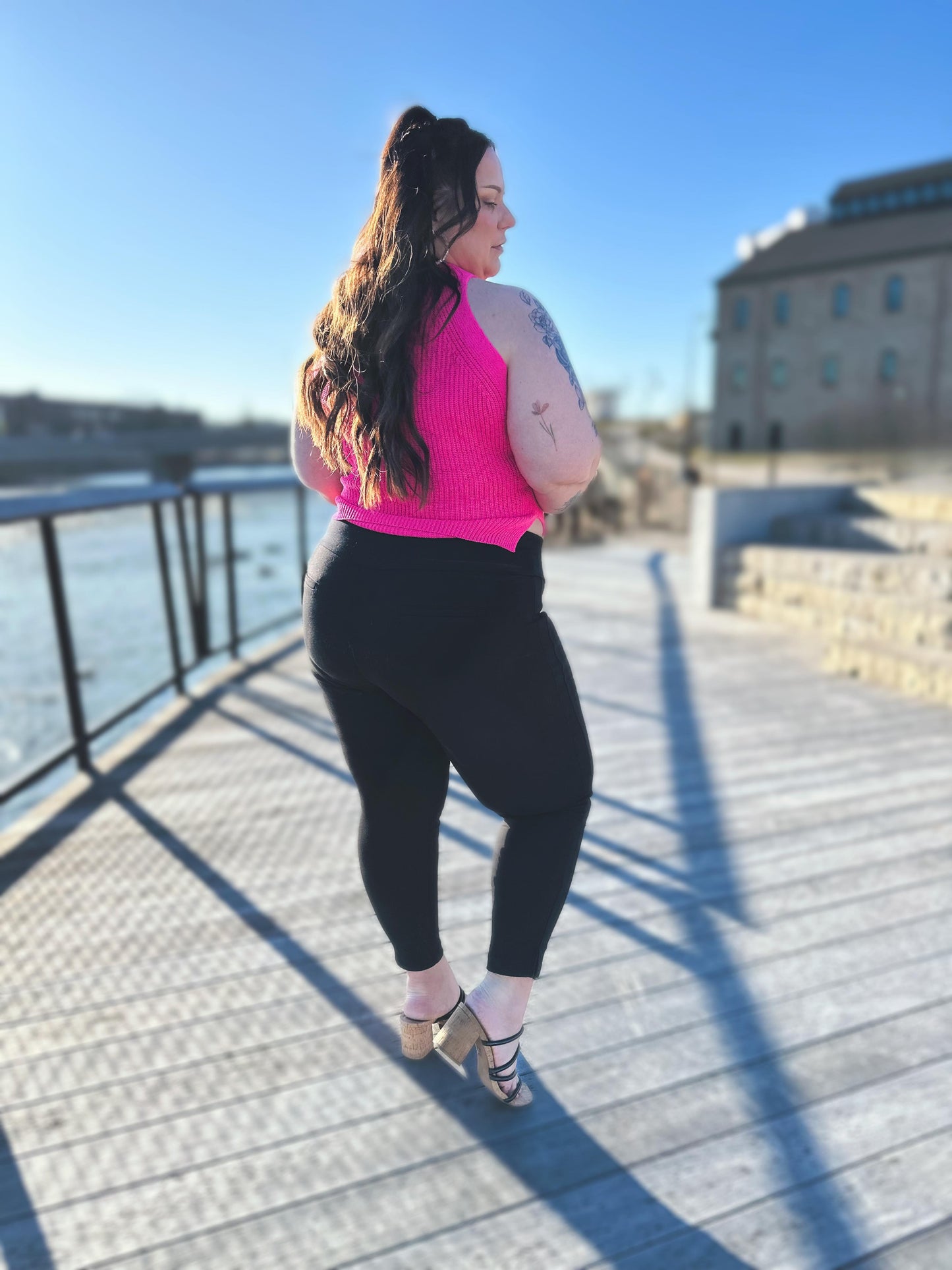 Previous Engagement Halter Neck Sweater Tank in Pink
