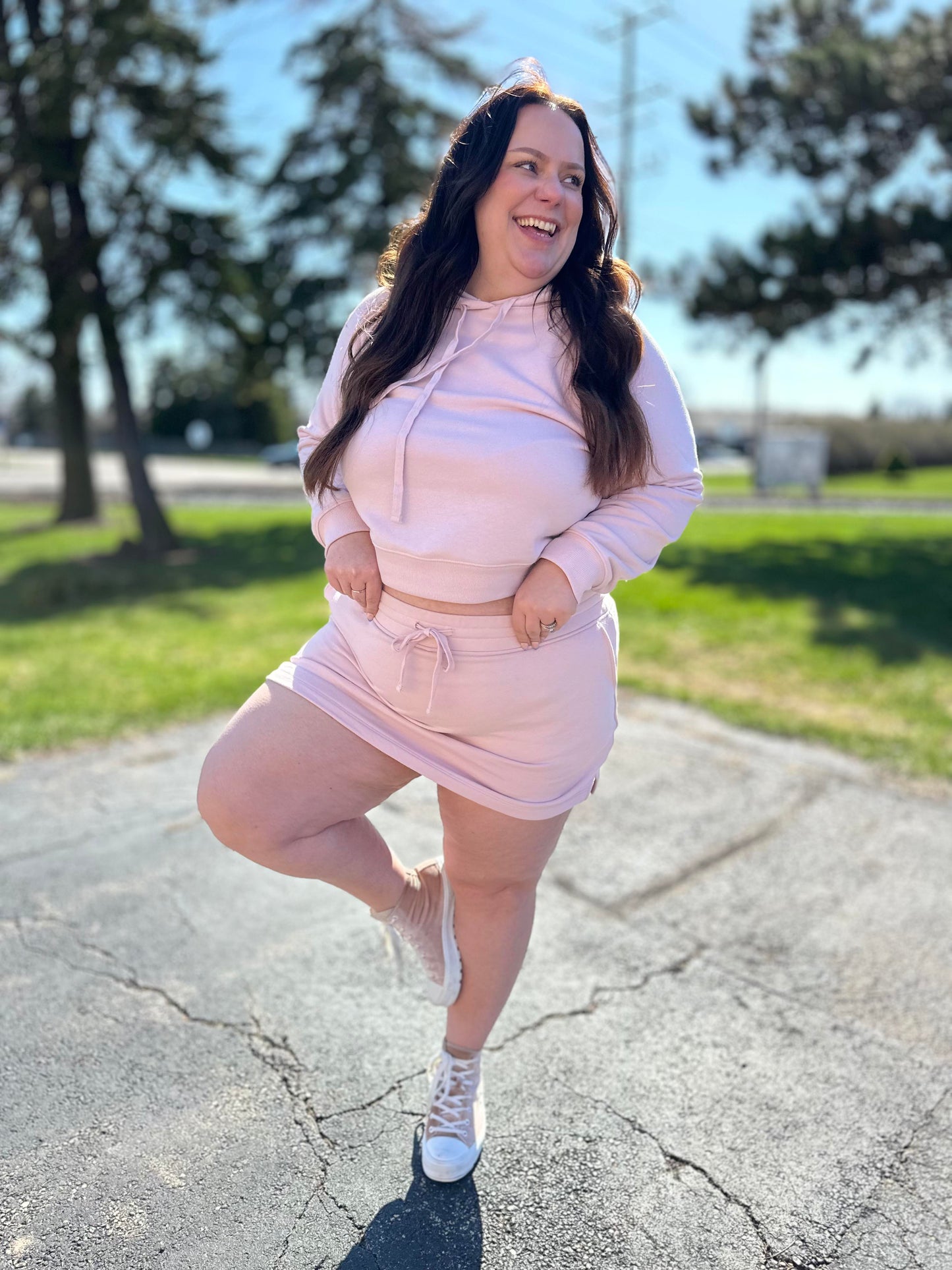 Had Me in the First Half Pullover Hoodie in Baby Pink