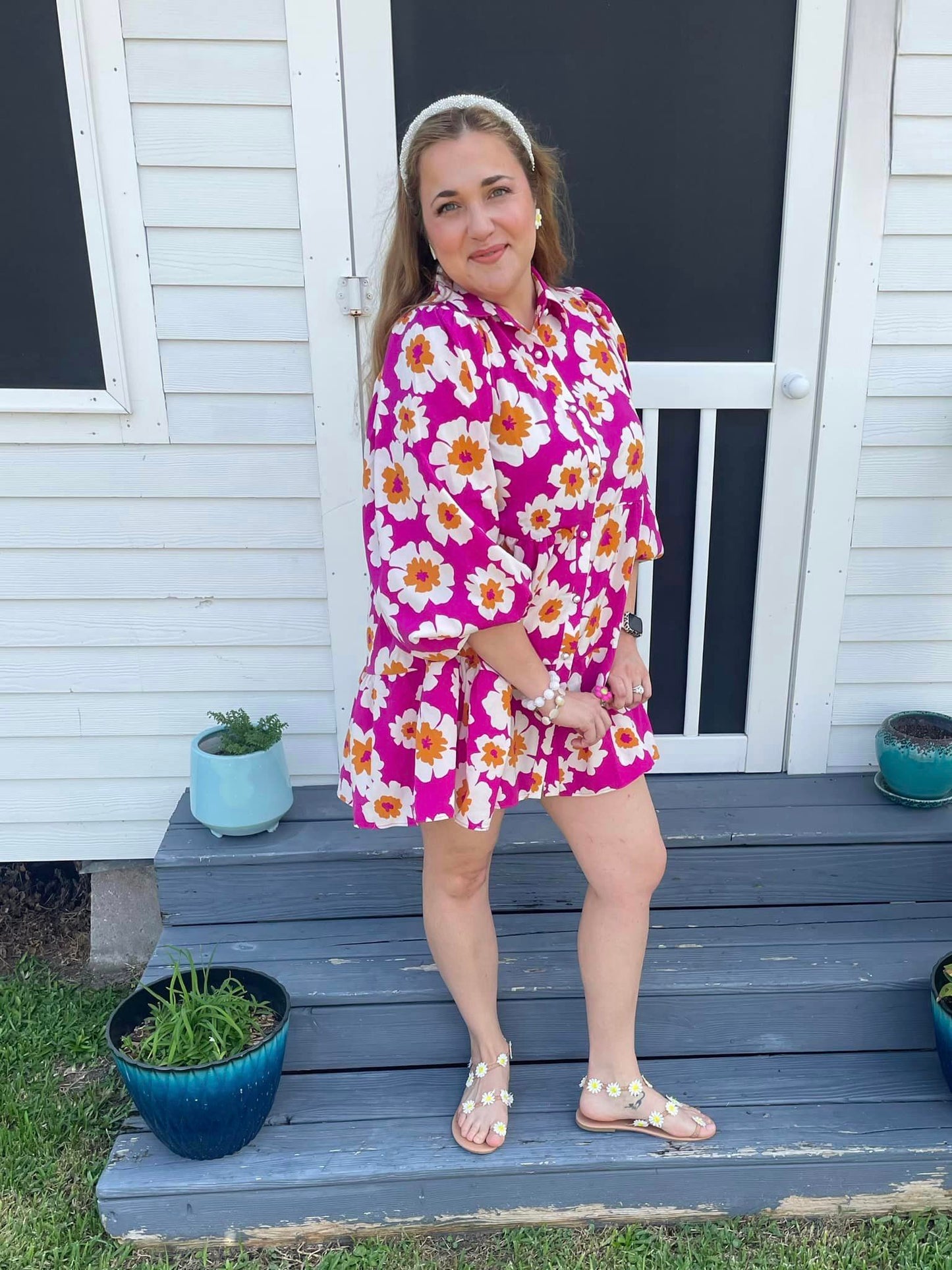 Magnificently Mod Floral Shirt Dress