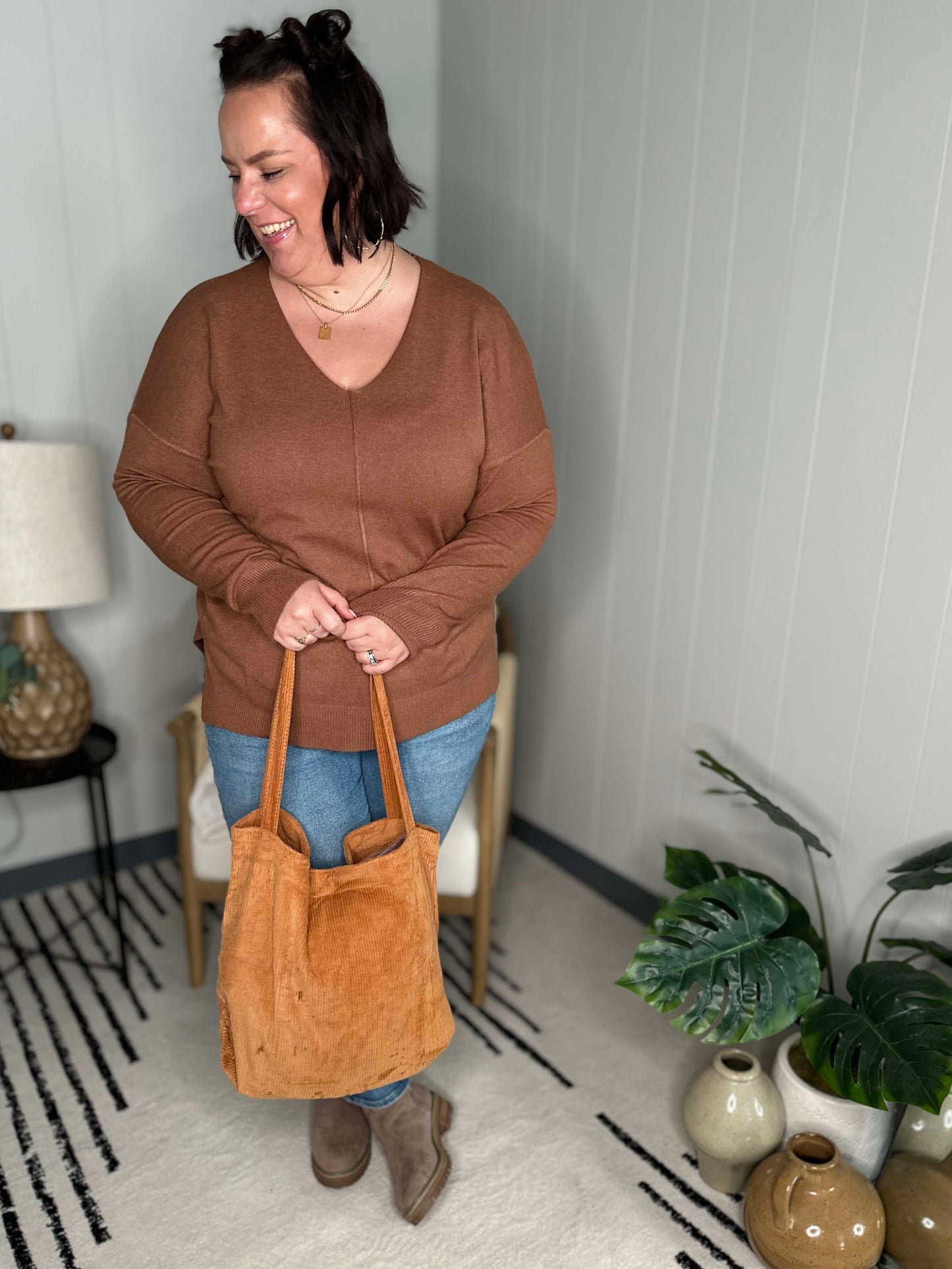 Last Minute Corduroy Tote in Black