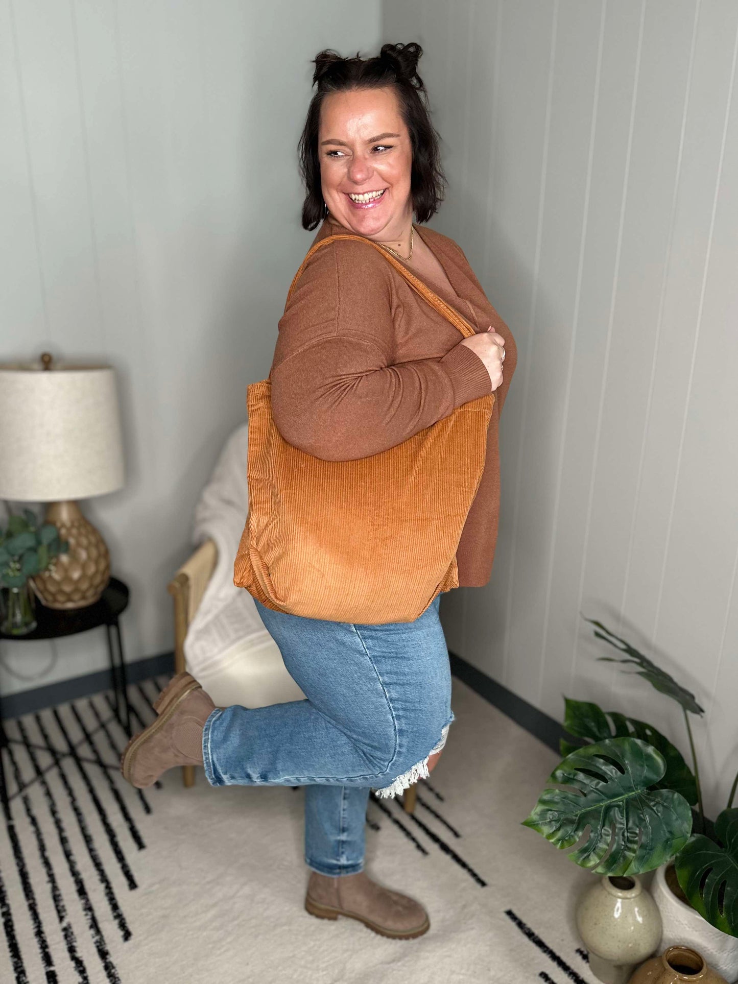 Last Minute Corduroy Tote in Black