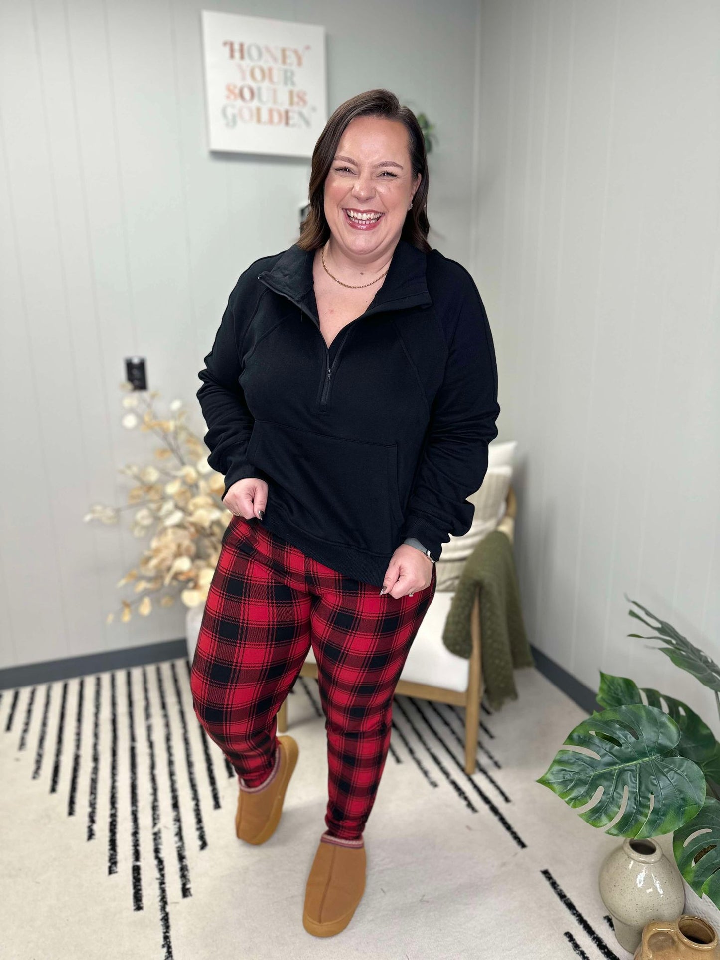 Your New Favorite Joggers in Red Plaid