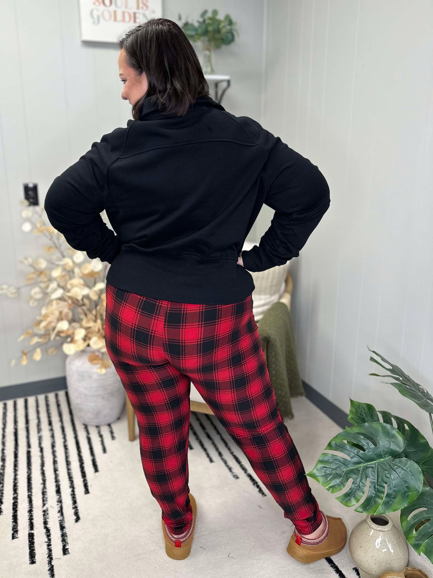 Your New Favorite Joggers in Red Plaid