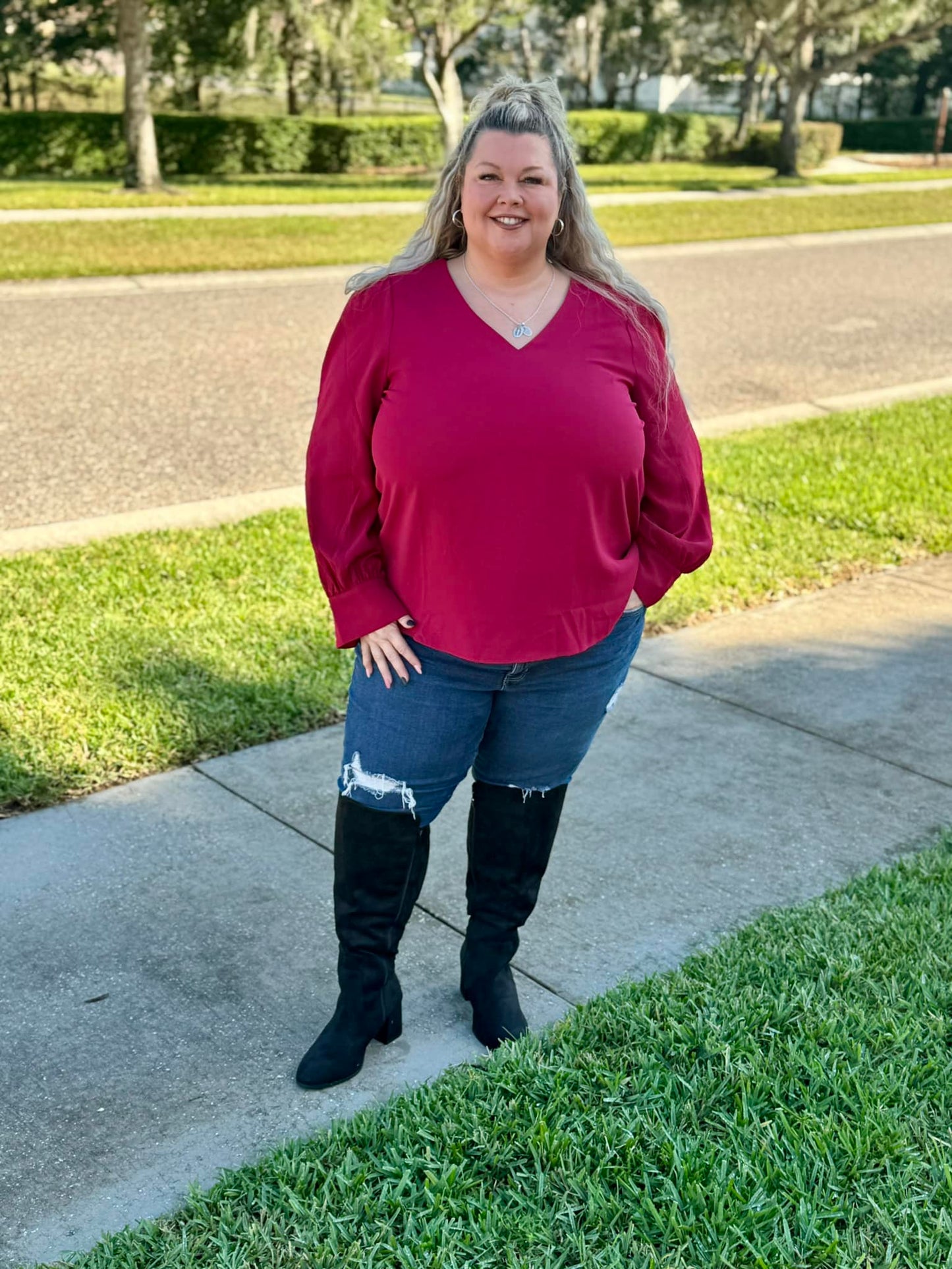 Back in Business V-Neck Blouse