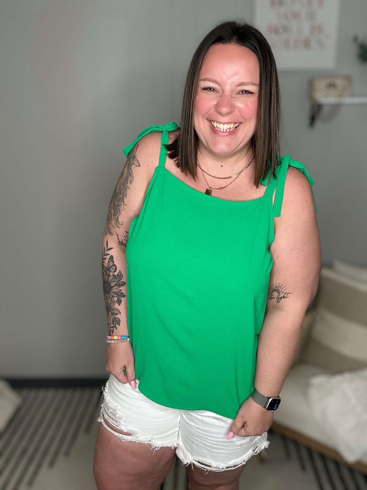 A Little Closer Shoulder Tied Tank Top