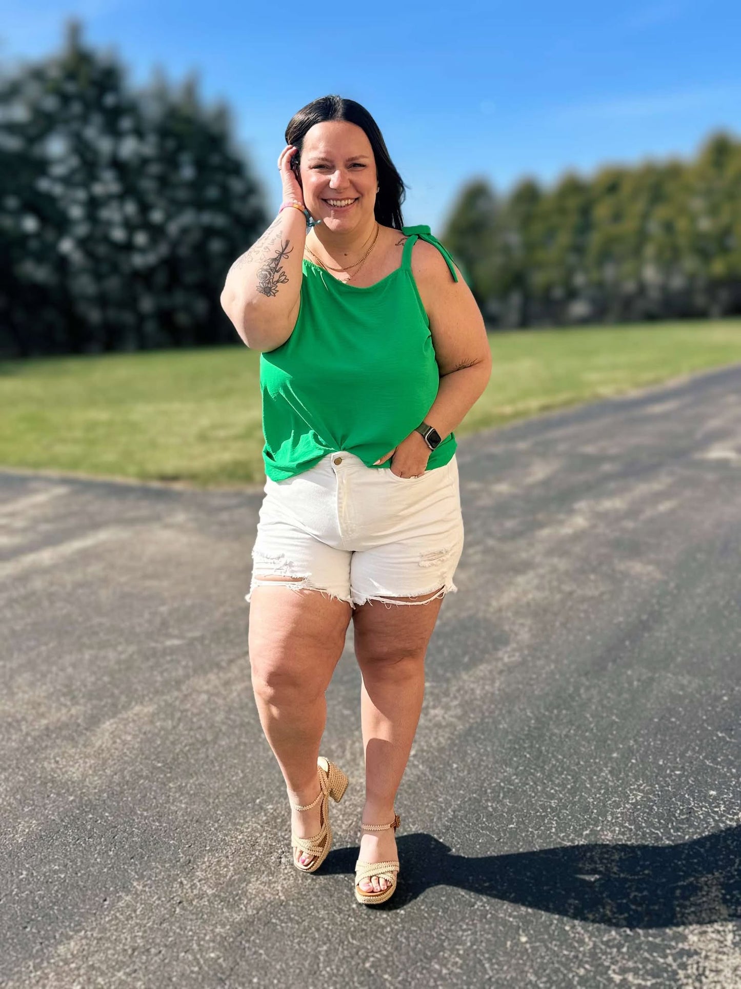 A Little Closer Shoulder Tied Tank Top