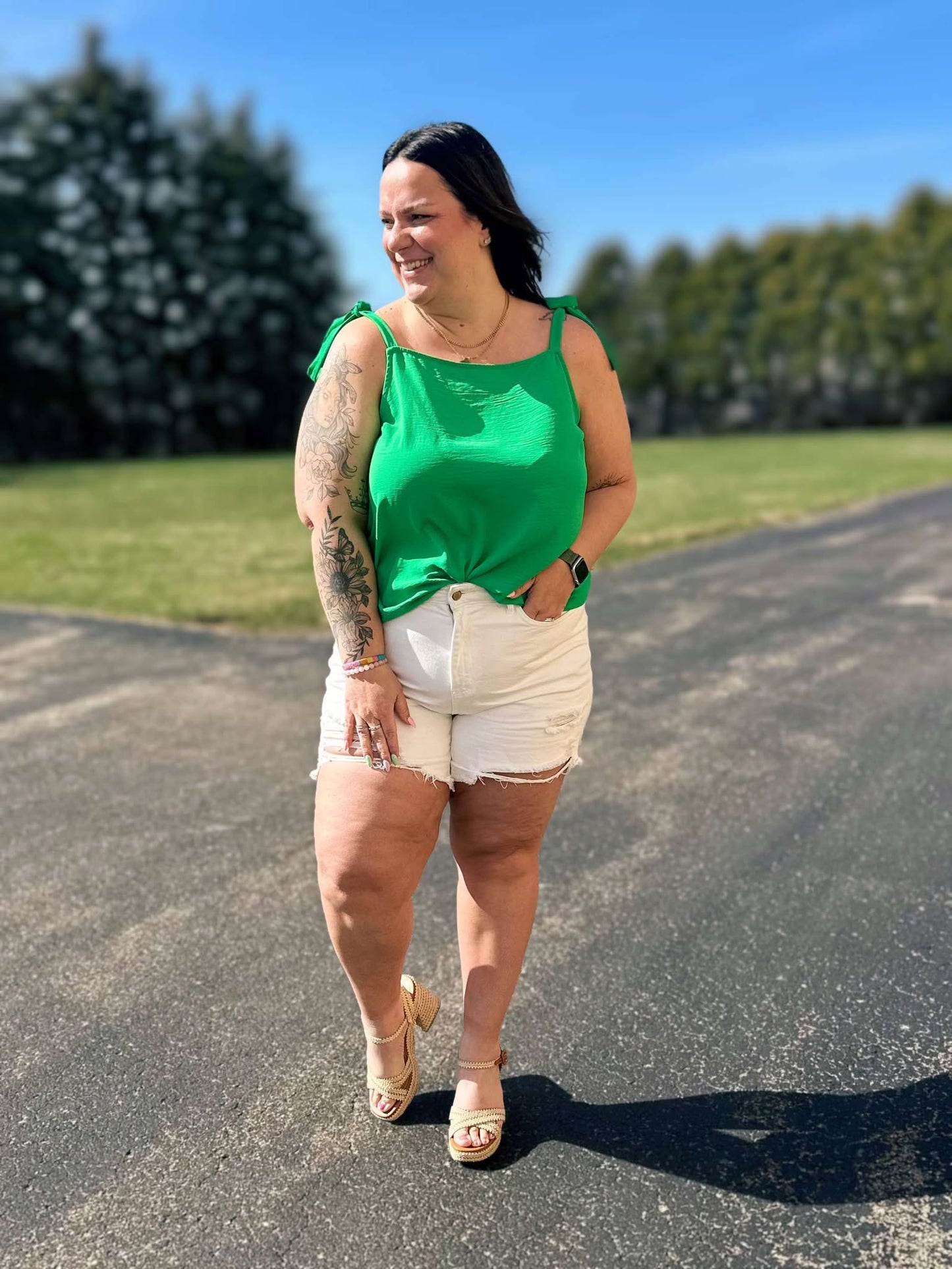 A Little Closer Shoulder Tied Tank Top