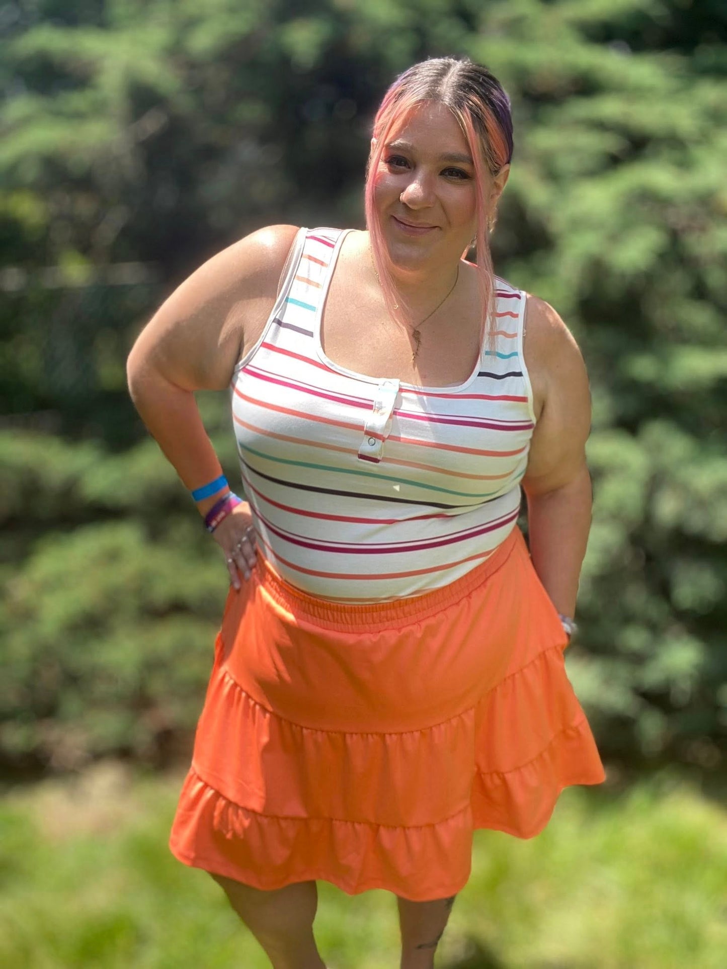 Need A Favor Colorful Henley Tank