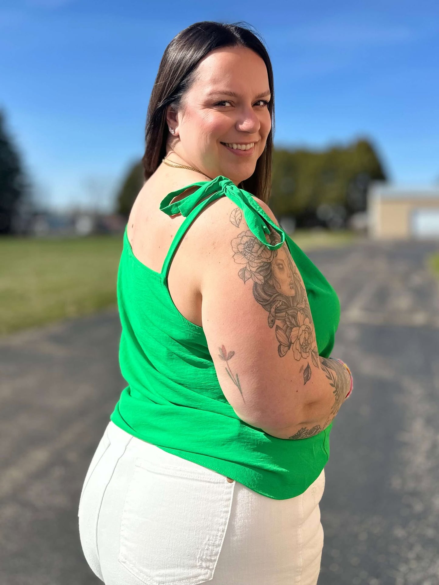A Little Closer Shoulder Tied Tank Top