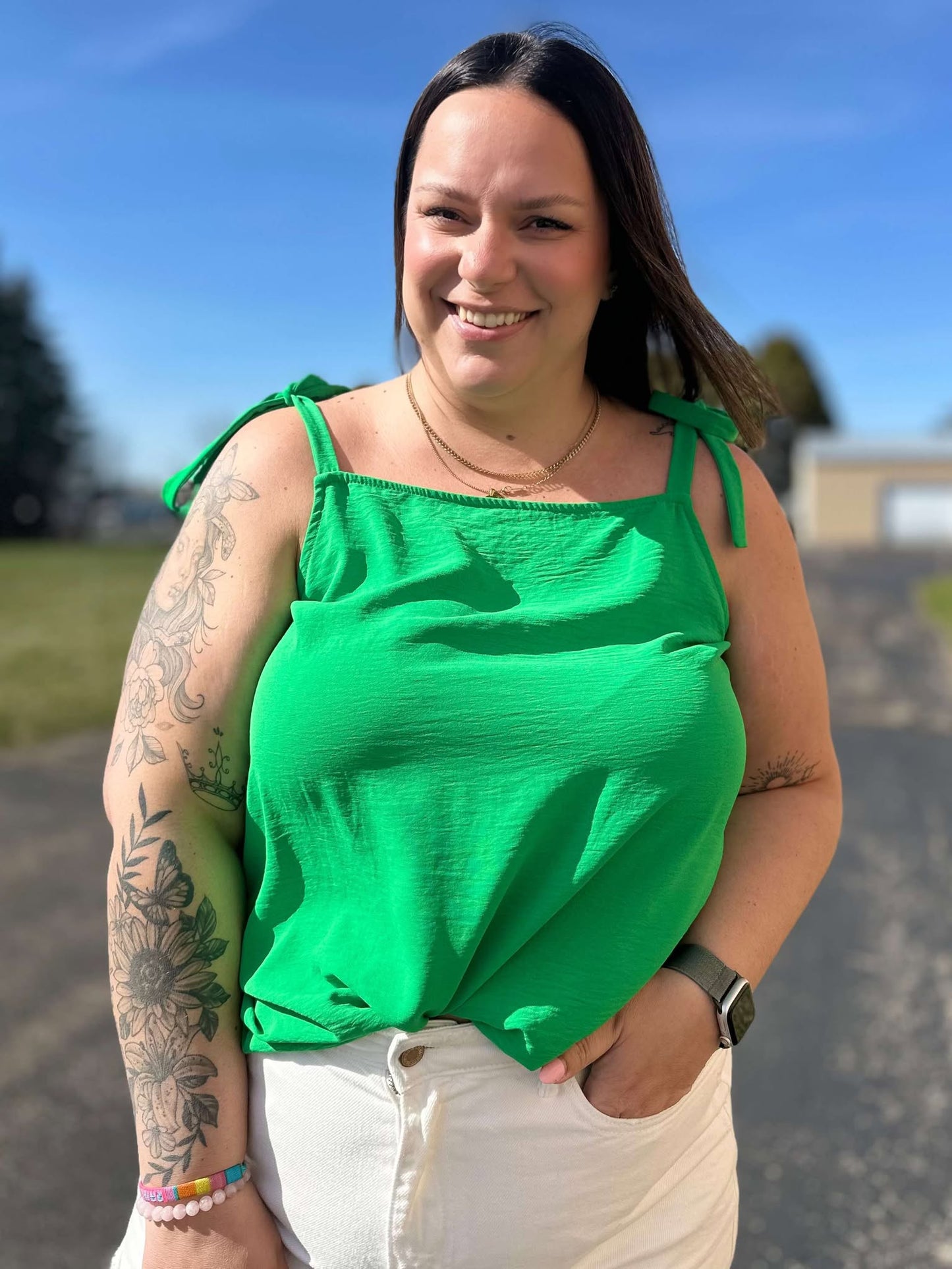 A Little Closer Shoulder Tied Tank Top