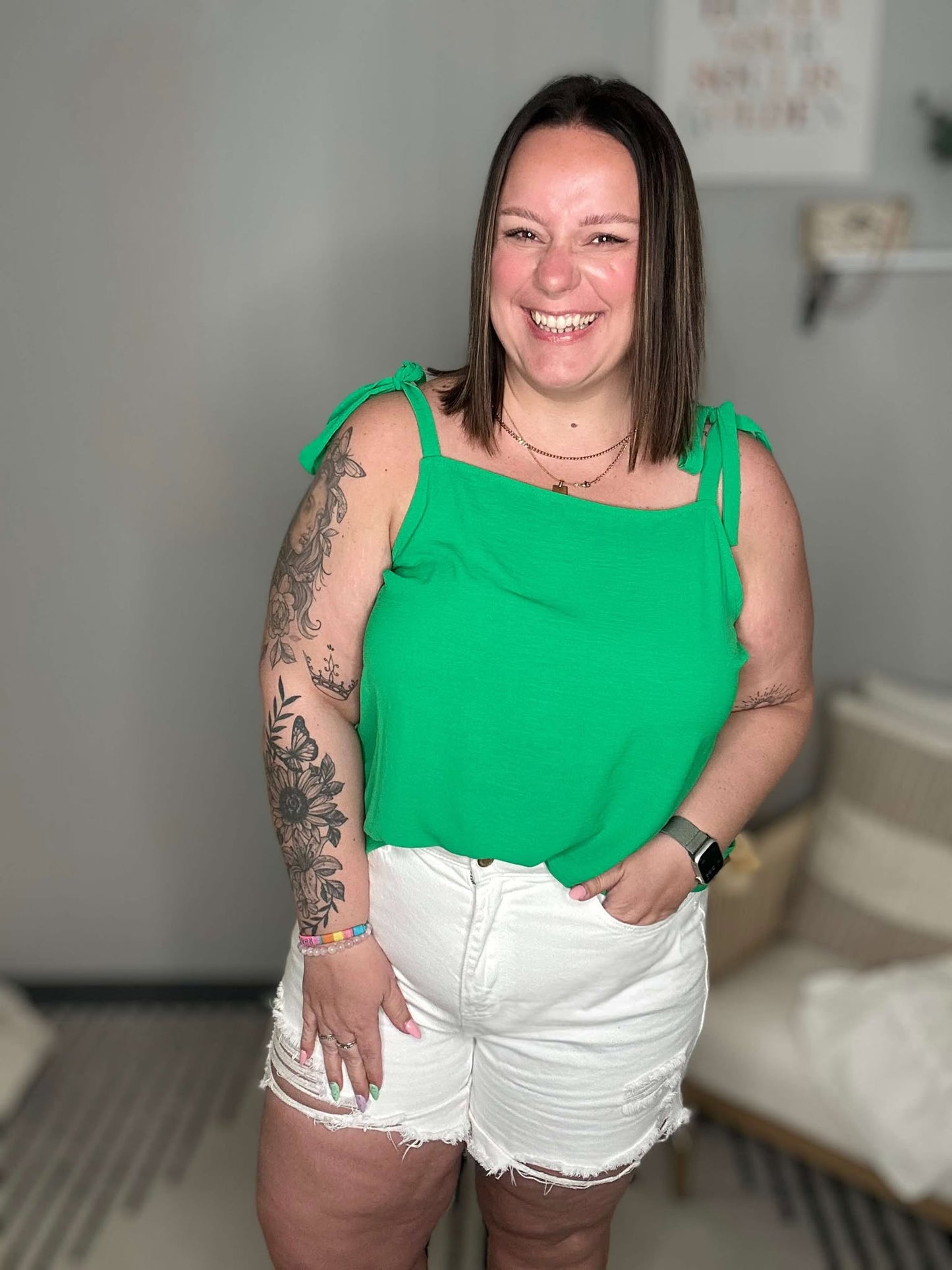 A Little Closer Shoulder Tied Tank Top