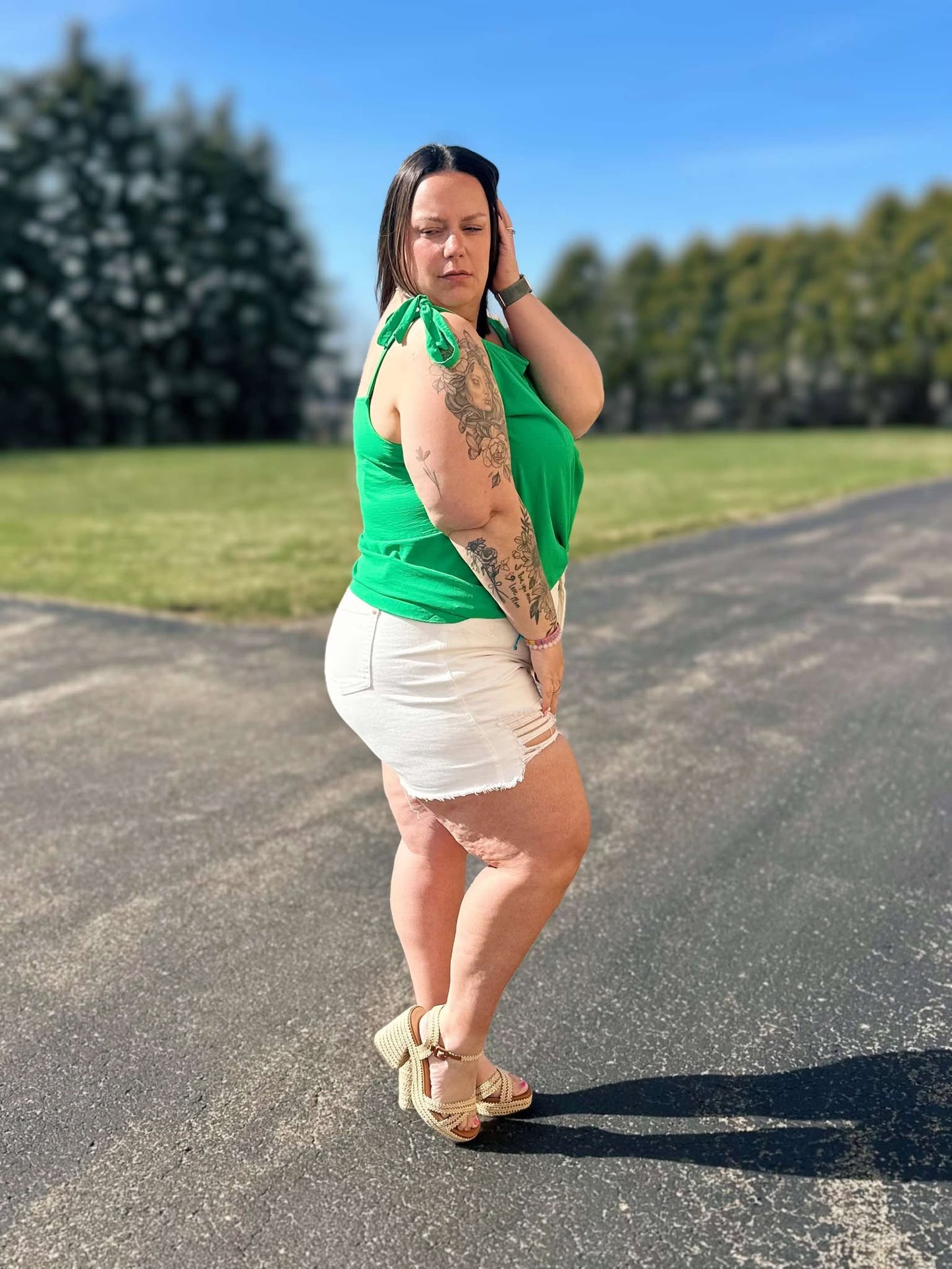 A Little Closer Shoulder Tied Tank Top
