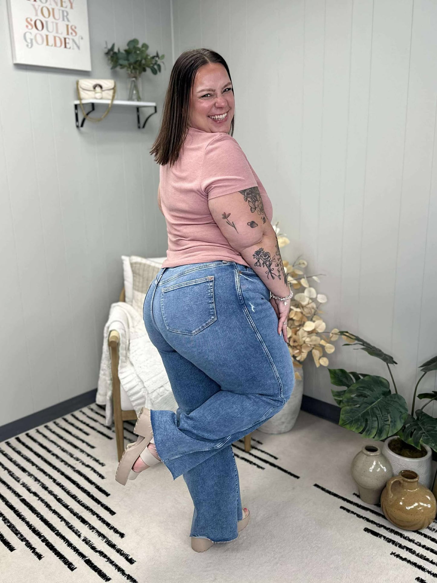 Tucker High Rise Vintage Wash Wide Leg Jeans