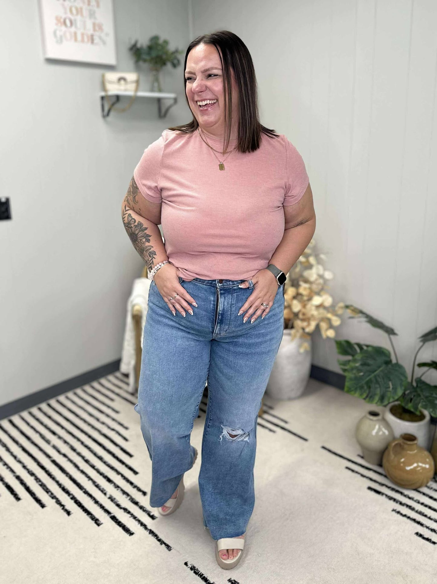Tucker High Rise Vintage Wash Wide Leg Jeans