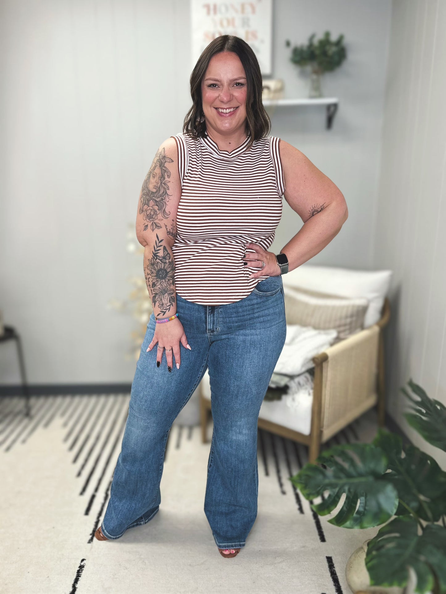 Ariana High Rise Double Button Waistband Flare Jeans