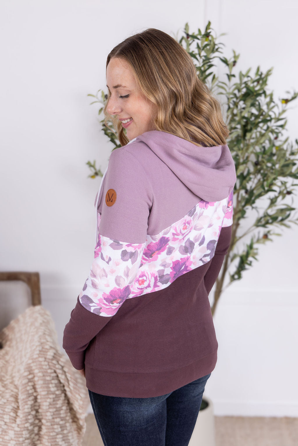 Michelle Mae Colorblock Fullzip - Purple, Autumn Blossom, and Plum