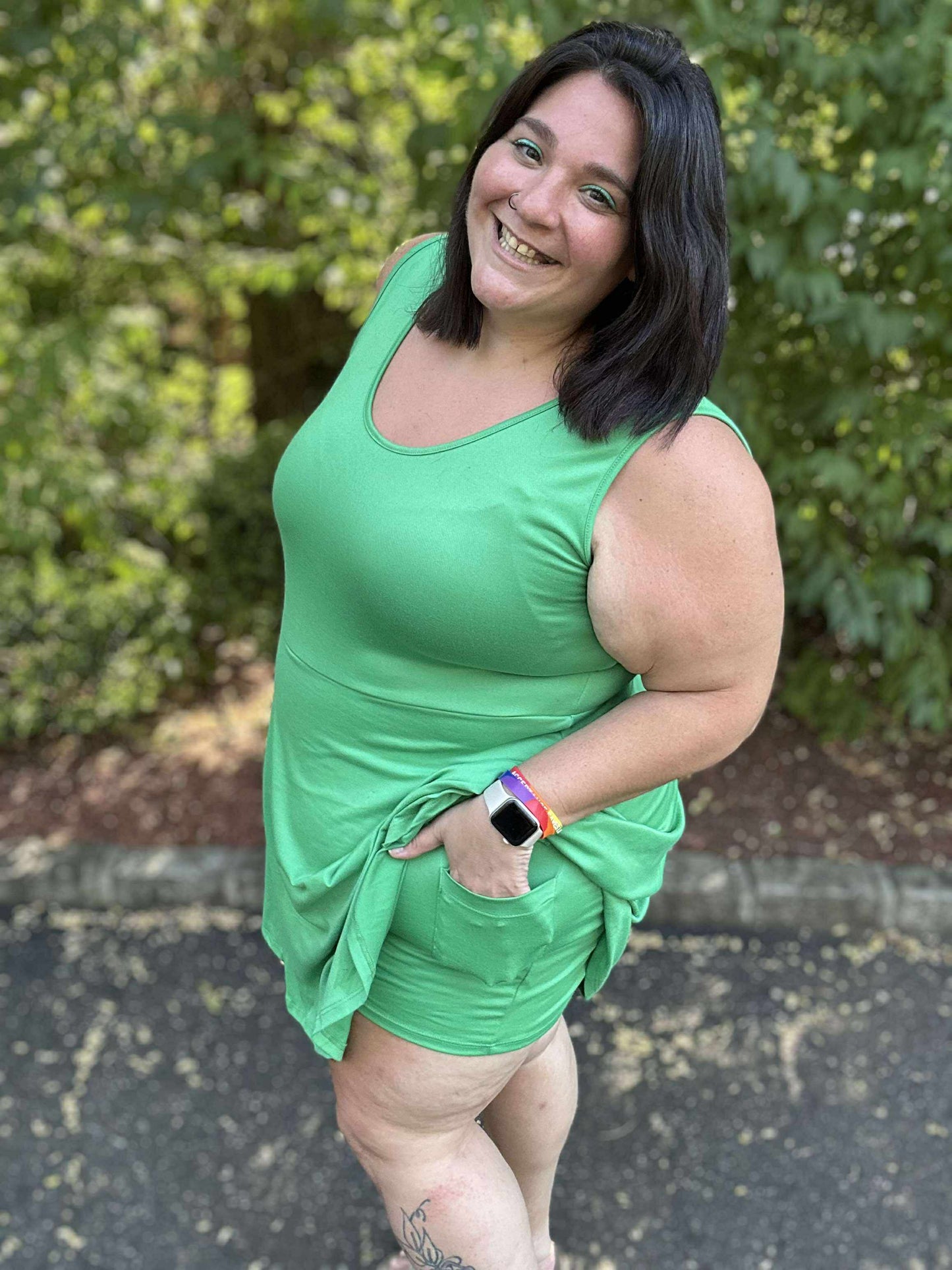Gorgeous in Green Sleeveless Skort Dress