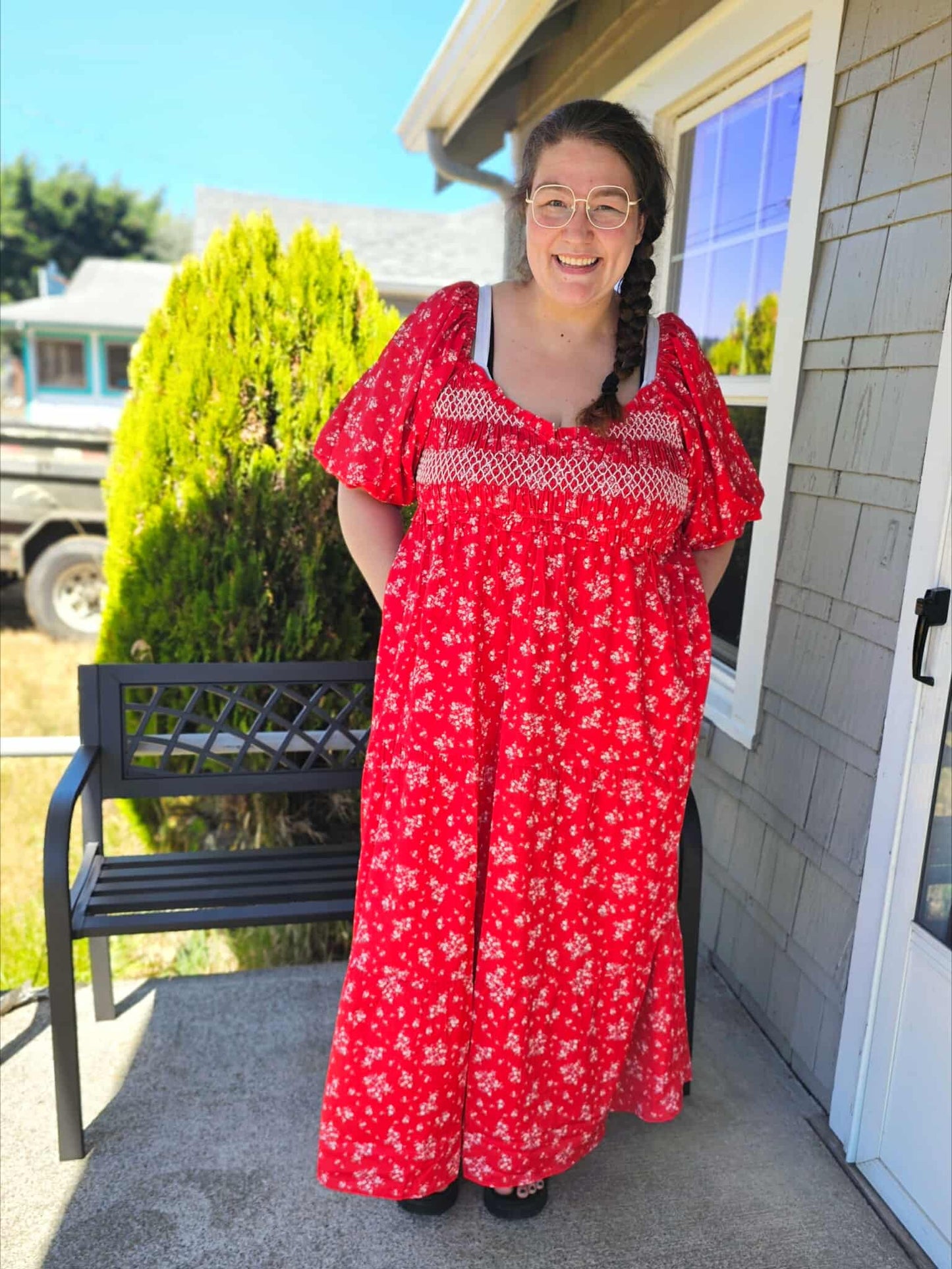Petals & Promises V-Neck Dress in Red Multi