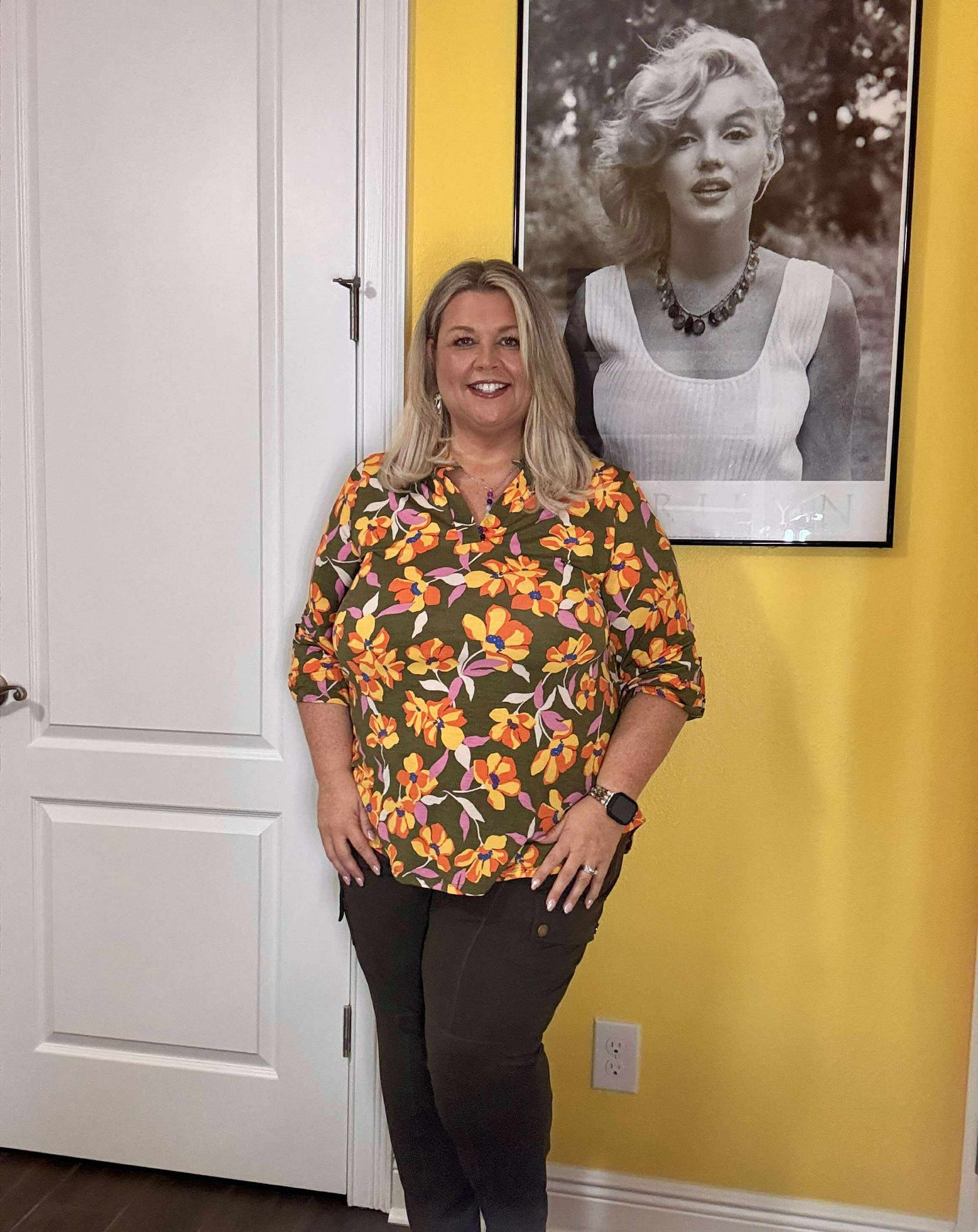 Lizzy Top in Olive and Mustard Floral