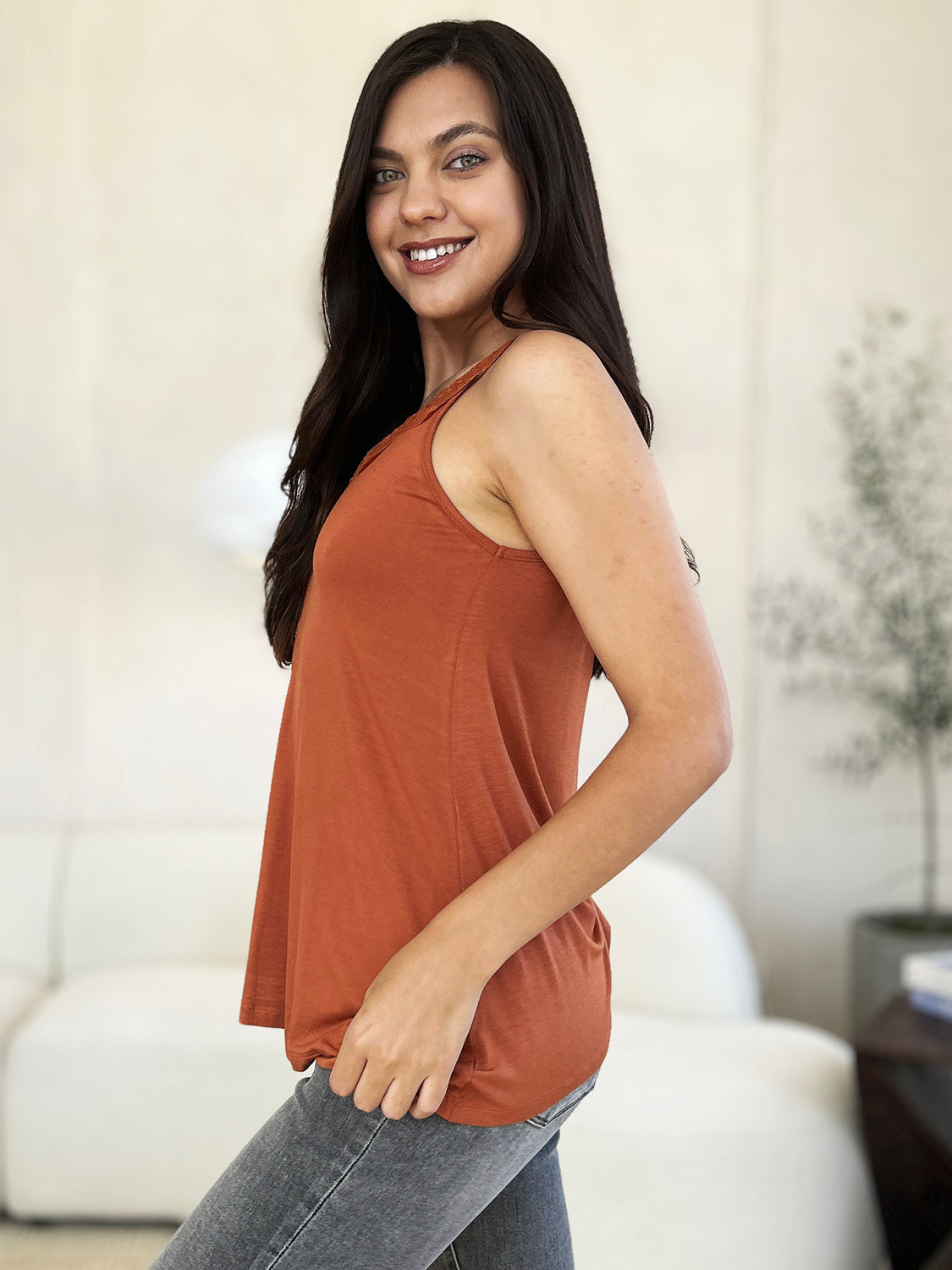 Under The Bridge Lace Detail V-Neck Cutout Cami