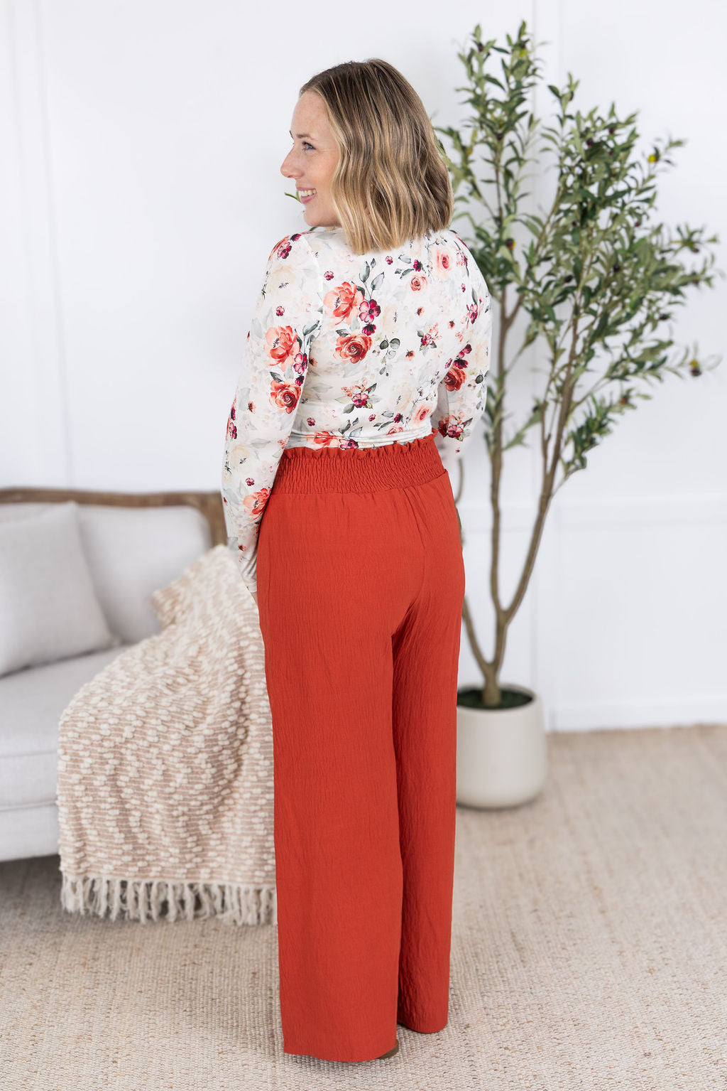 Michelle Mae Presley Palazzo Pants - Brick