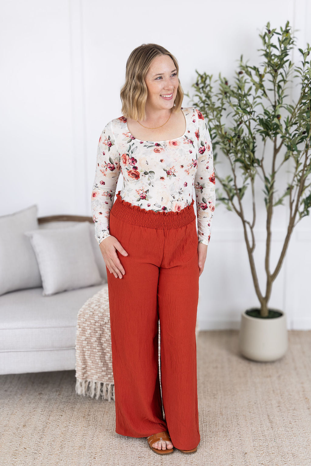 Michelle Mae Presley Palazzo Pants - Brick