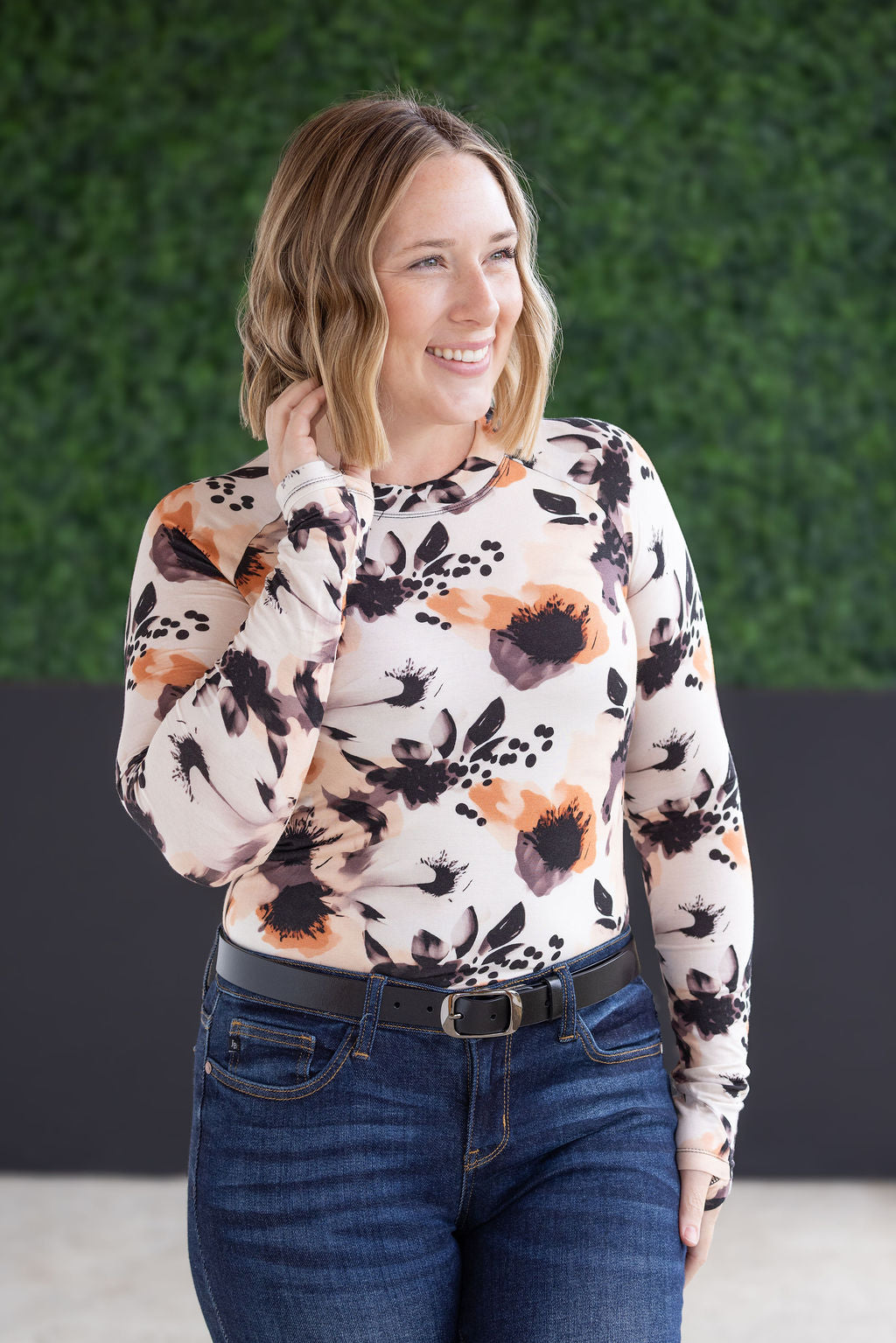 Michelle Mae Blair Long Sleeve Top - Neutral Abstract