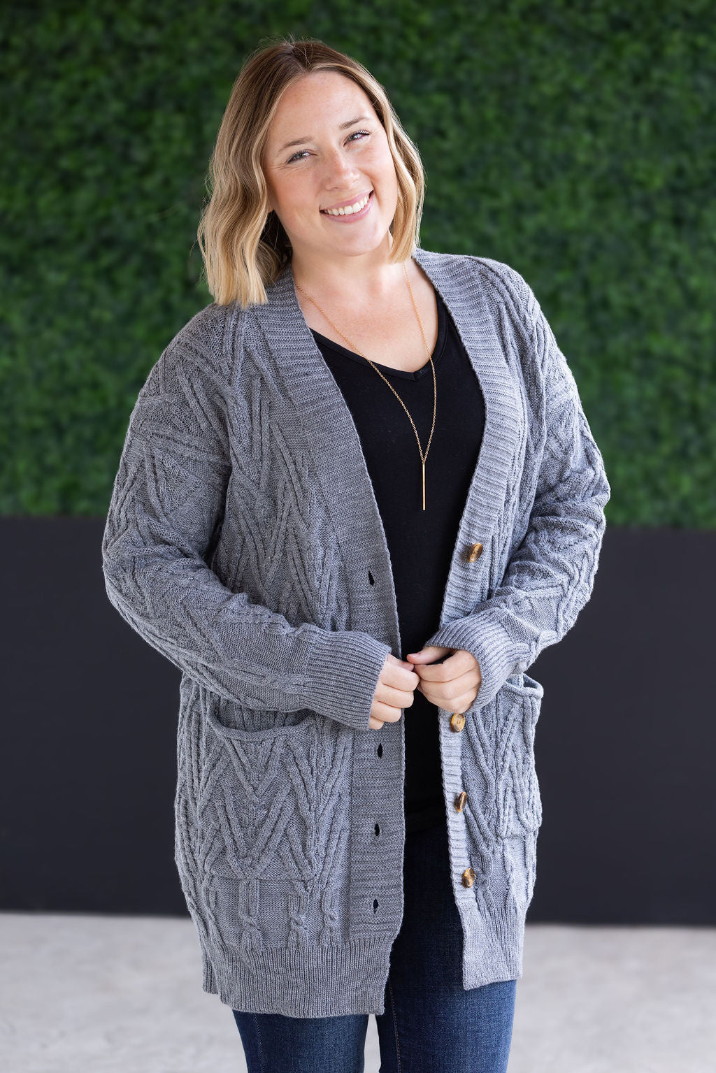 Michelle Mae Brooks Button Sweater Cardigan - Grey