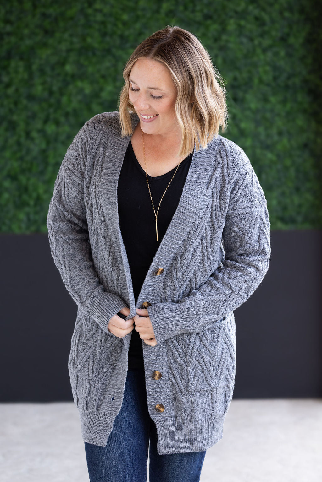 Michelle Mae Brooks Button Sweater Cardigan - Grey