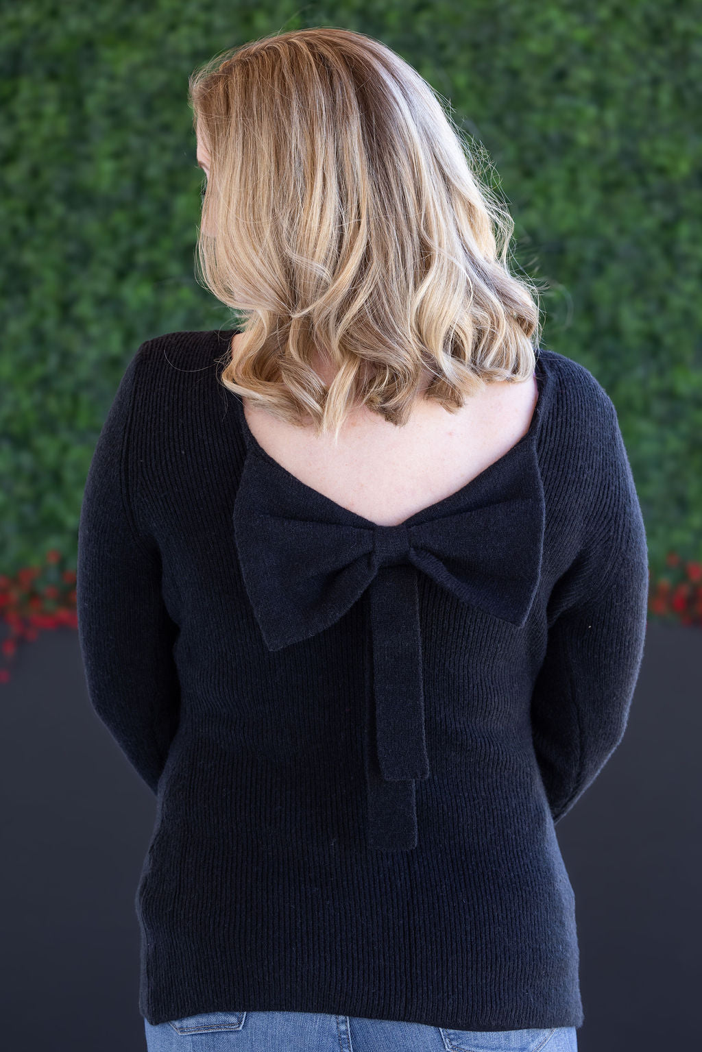 Michelle Mae Bridget Back Bow Sweater - Black