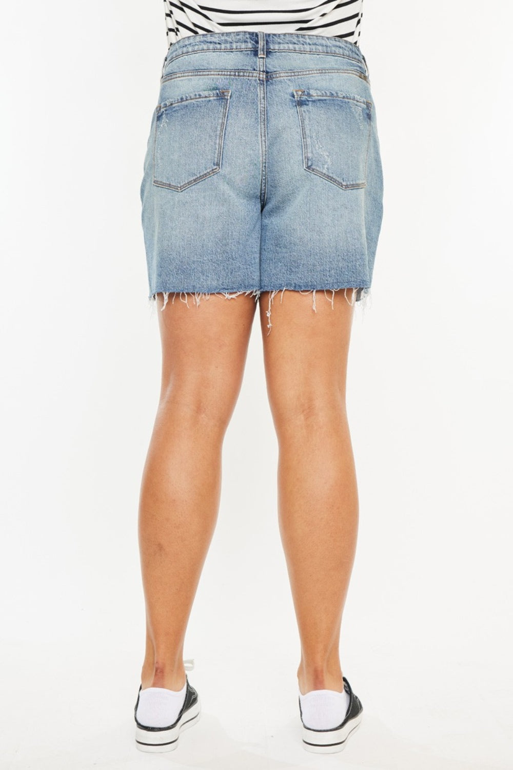 Where The Wind Blows Raw Hem High Waist Denim Shorts