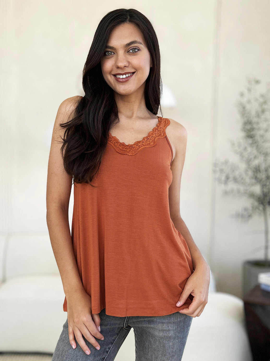 Under The Bridge Lace Detail V-Neck Cutout Cami