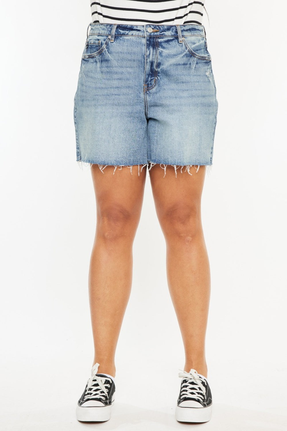 Where The Wind Blows Raw Hem High Waist Denim Shorts