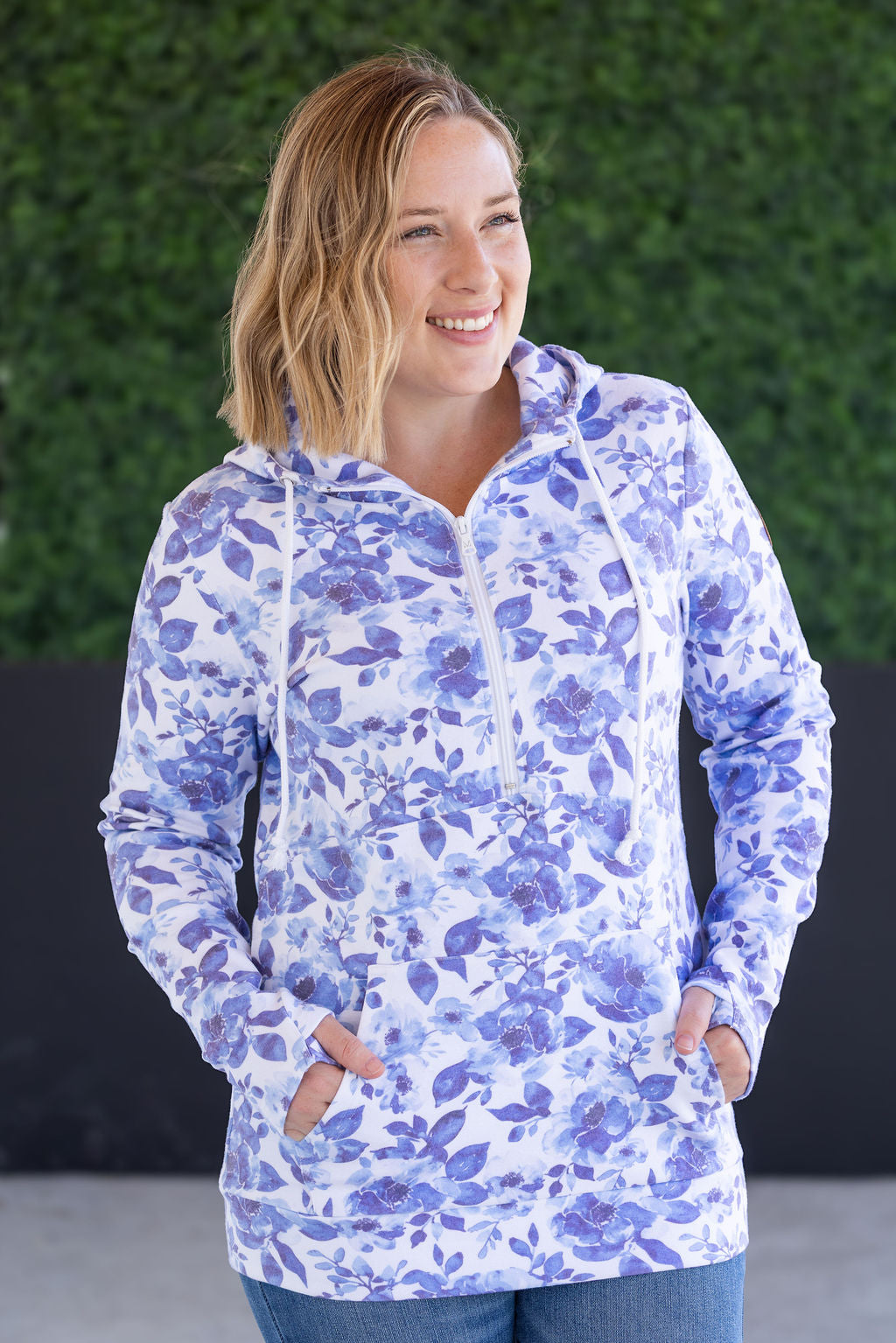 Pre-Order Michelle Mae HalfZip Hoodie - Sapphire Floral