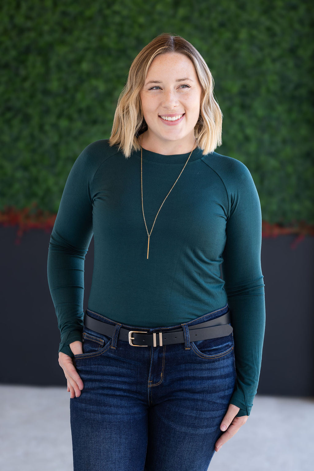 Michelle Mae Blair Long Sleeve Top - Hunter Green