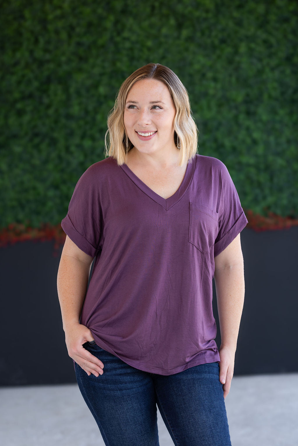 Michelle Mae Sierra Pocket Top - Plum