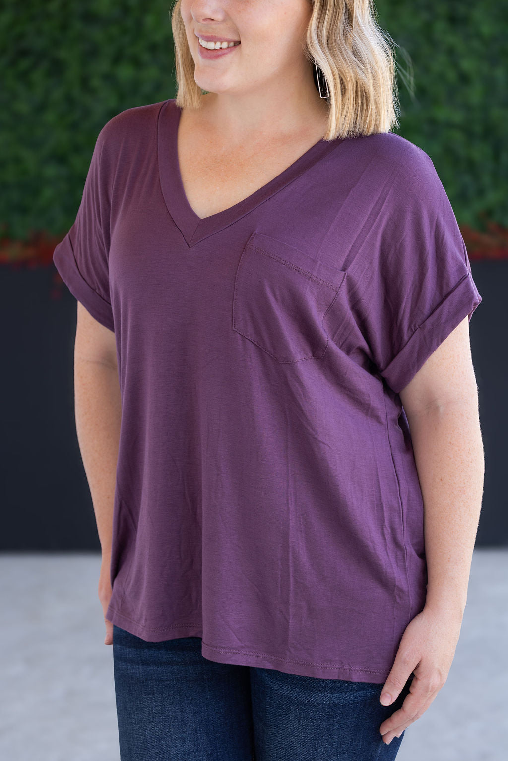 Michelle Mae Sierra Pocket Top - Plum
