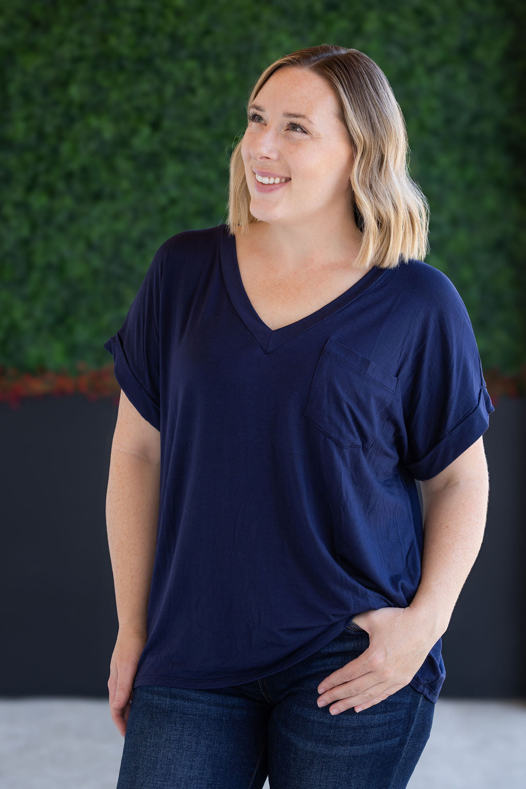 Michelle Mae Sierra Pocket Top - Navy