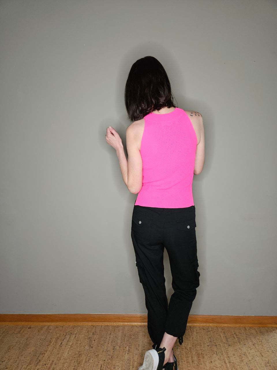 Previous Engagement Halter Neck Sweater Tank in Pink