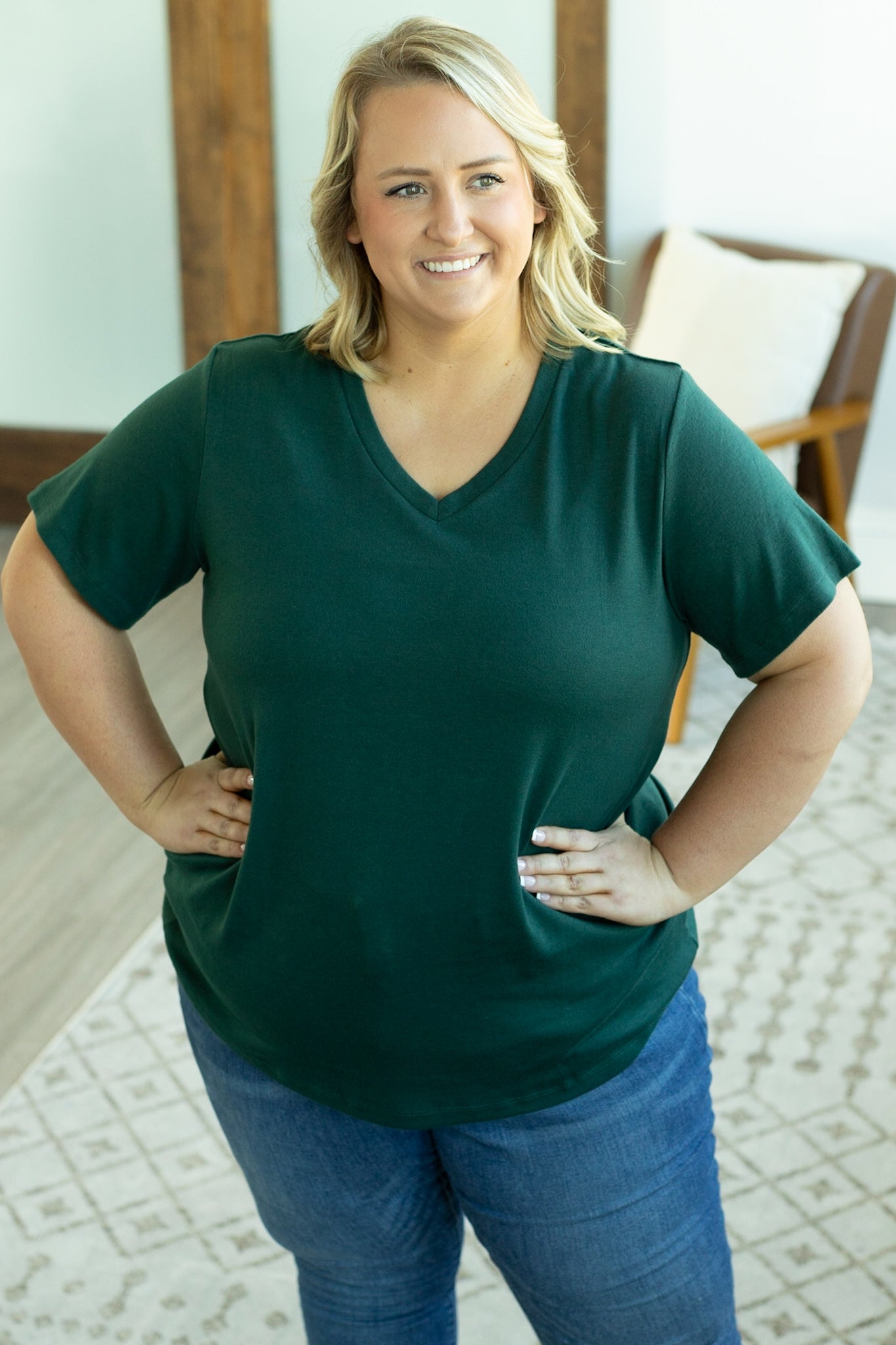 IN STOCK Skylar Short Sleeve Top - Evergreen