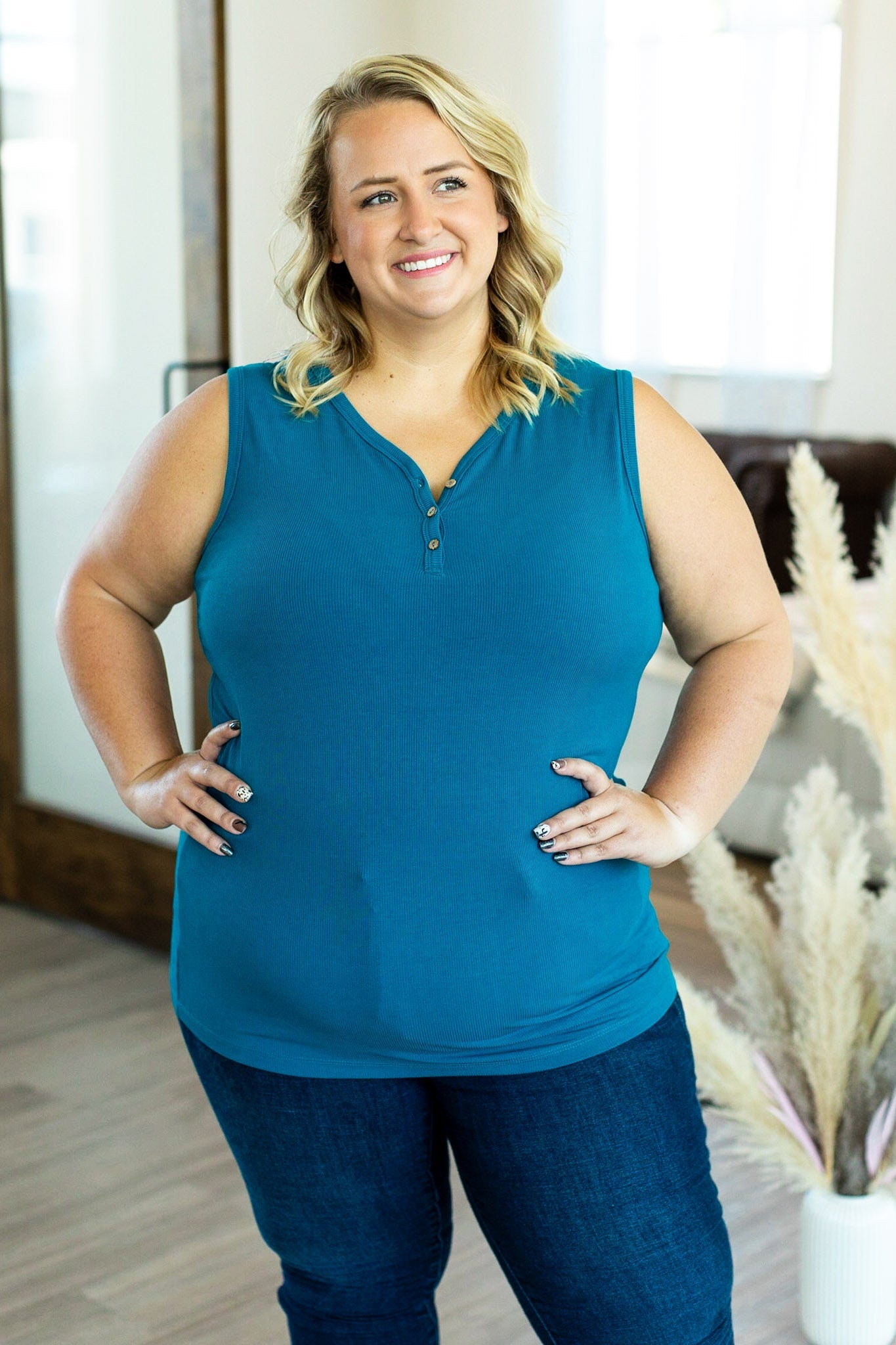 IN STOCK Addison Henley Tank - Teal
