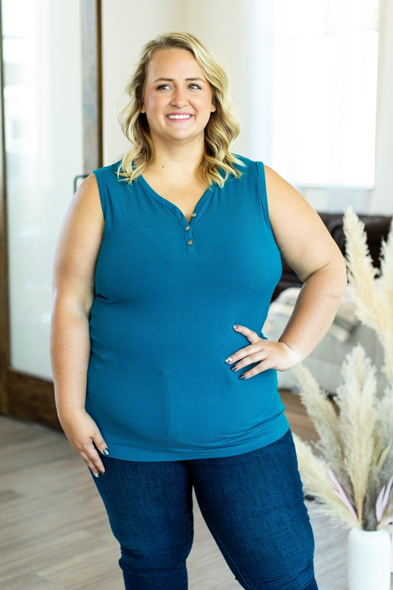 IN STOCK Addison Henley Tank - Teal