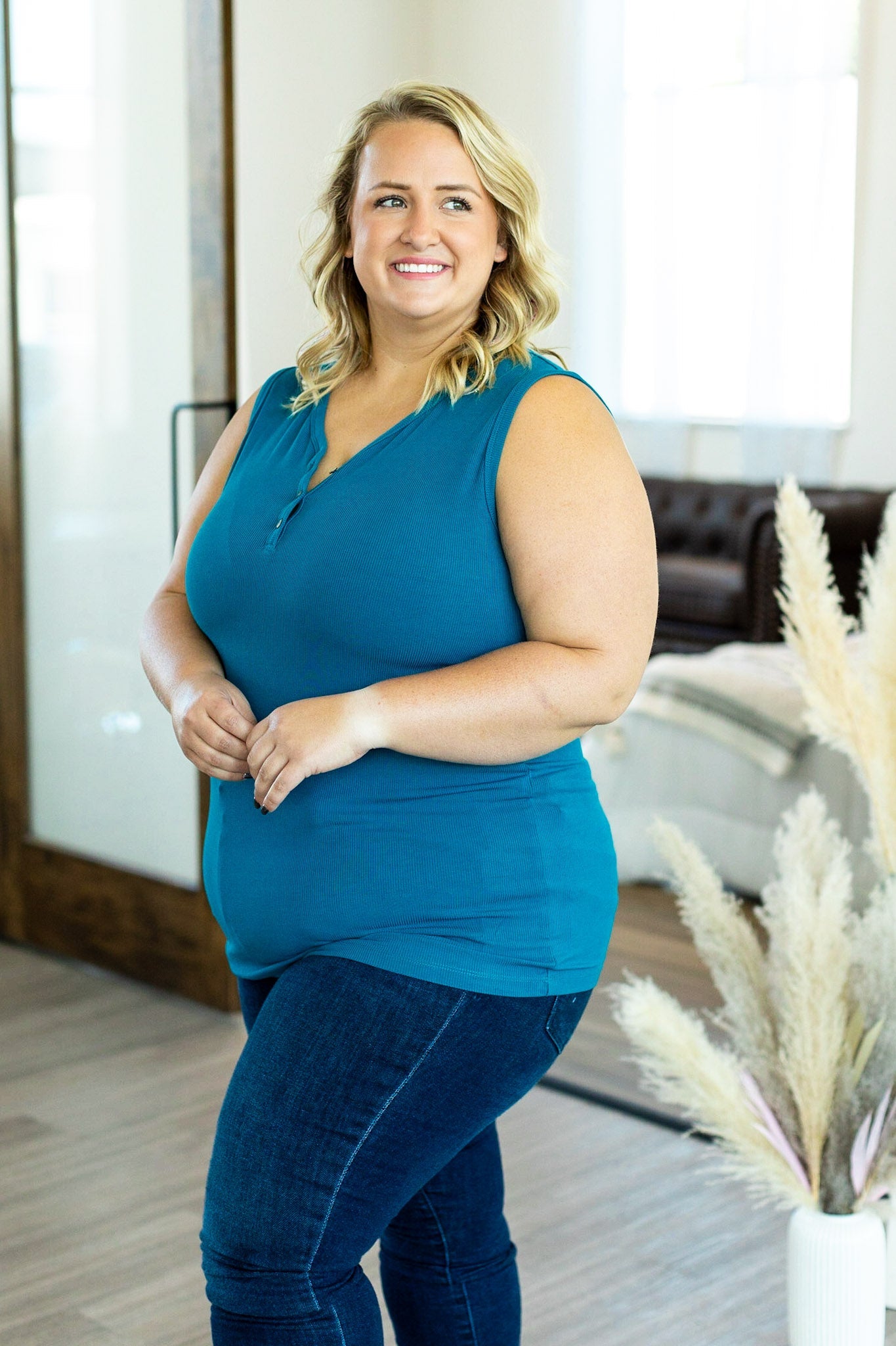 IN STOCK Addison Henley Tank - Teal