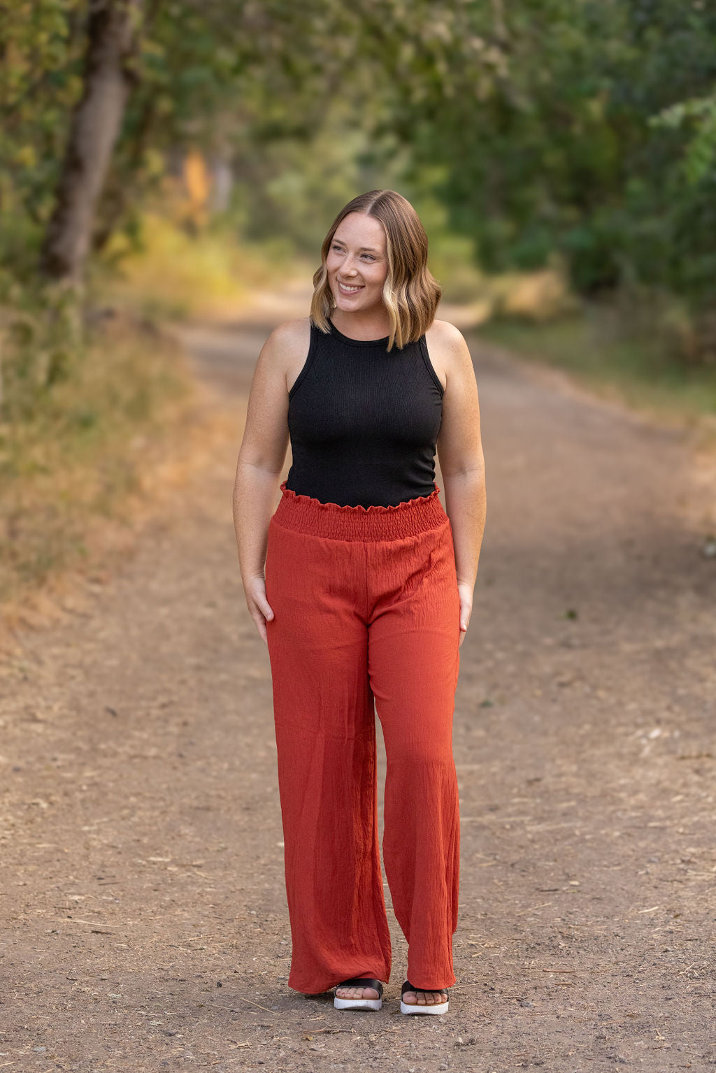 Michelle Mae Presley Palazzo Pants - Brick