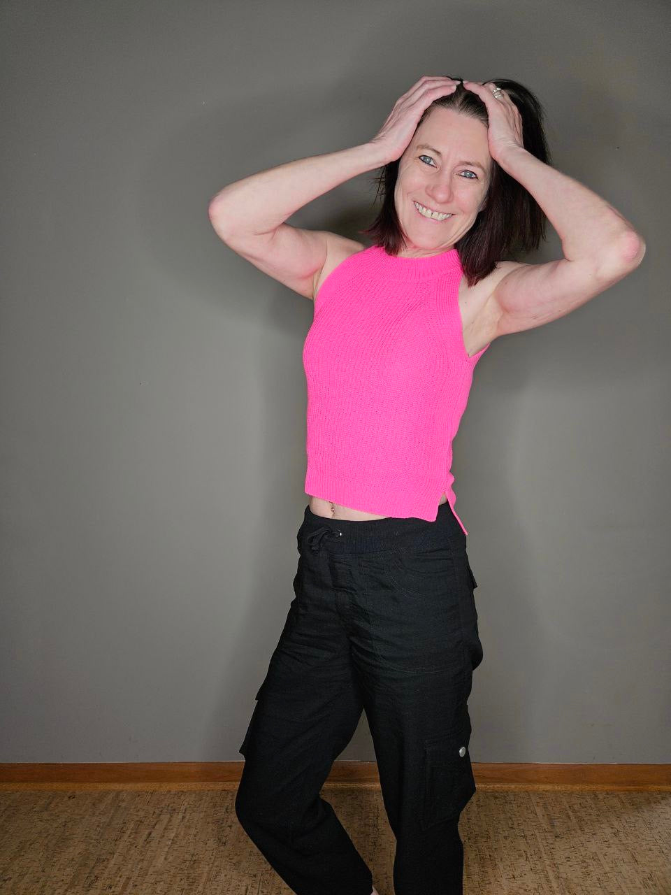 Previous Engagement Halter Neck Sweater Tank in Pink