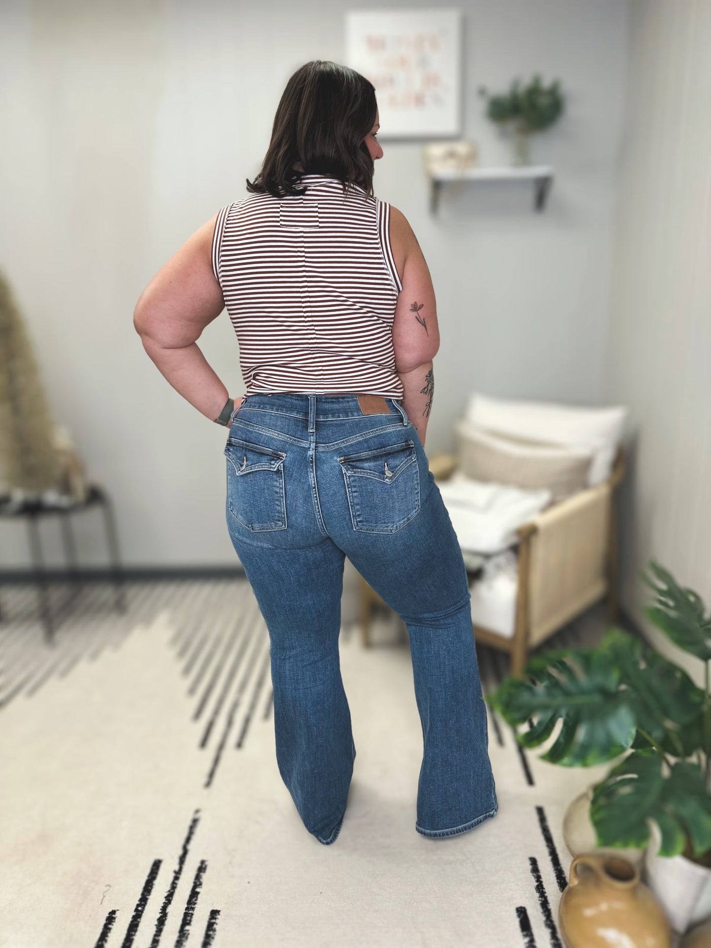 Ariana High Rise Double Button Waistband Flare Jeans